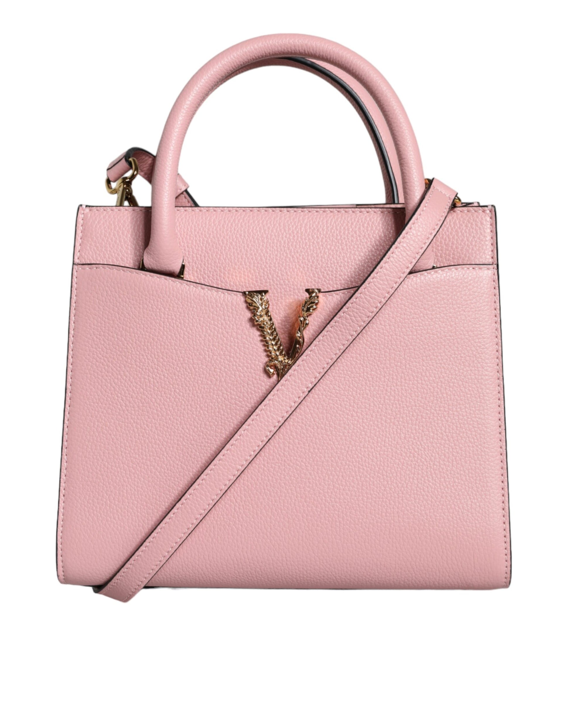 Versace Pink Small Top Handle Grainy Calf Leather Crossbody Bag - ACCEXO