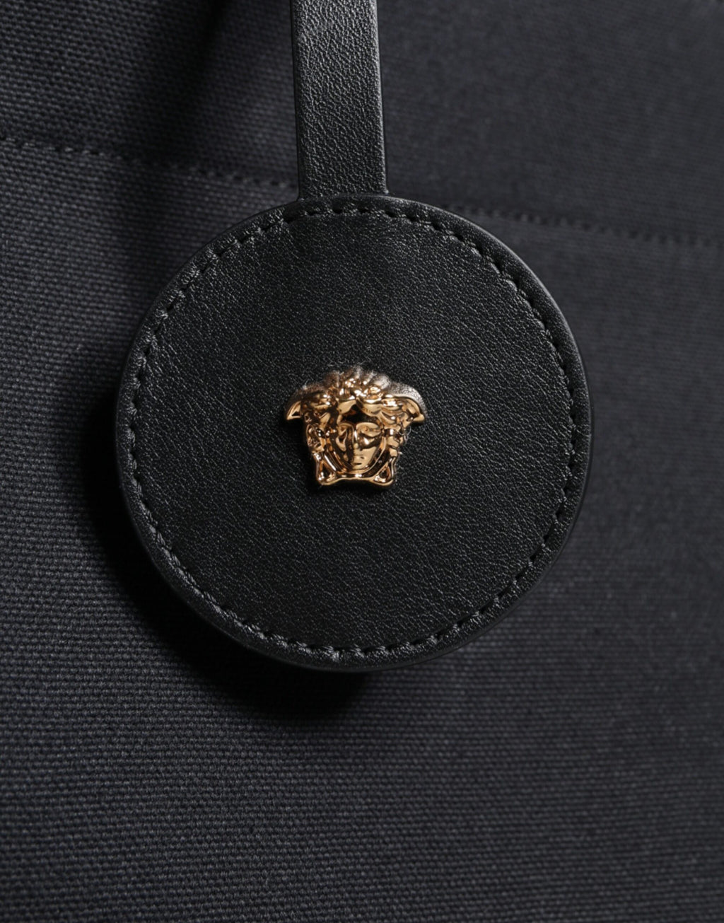 Versace Black Top Handle Canvas Leather Logo Crossbody Tote Bag - ACCEXO