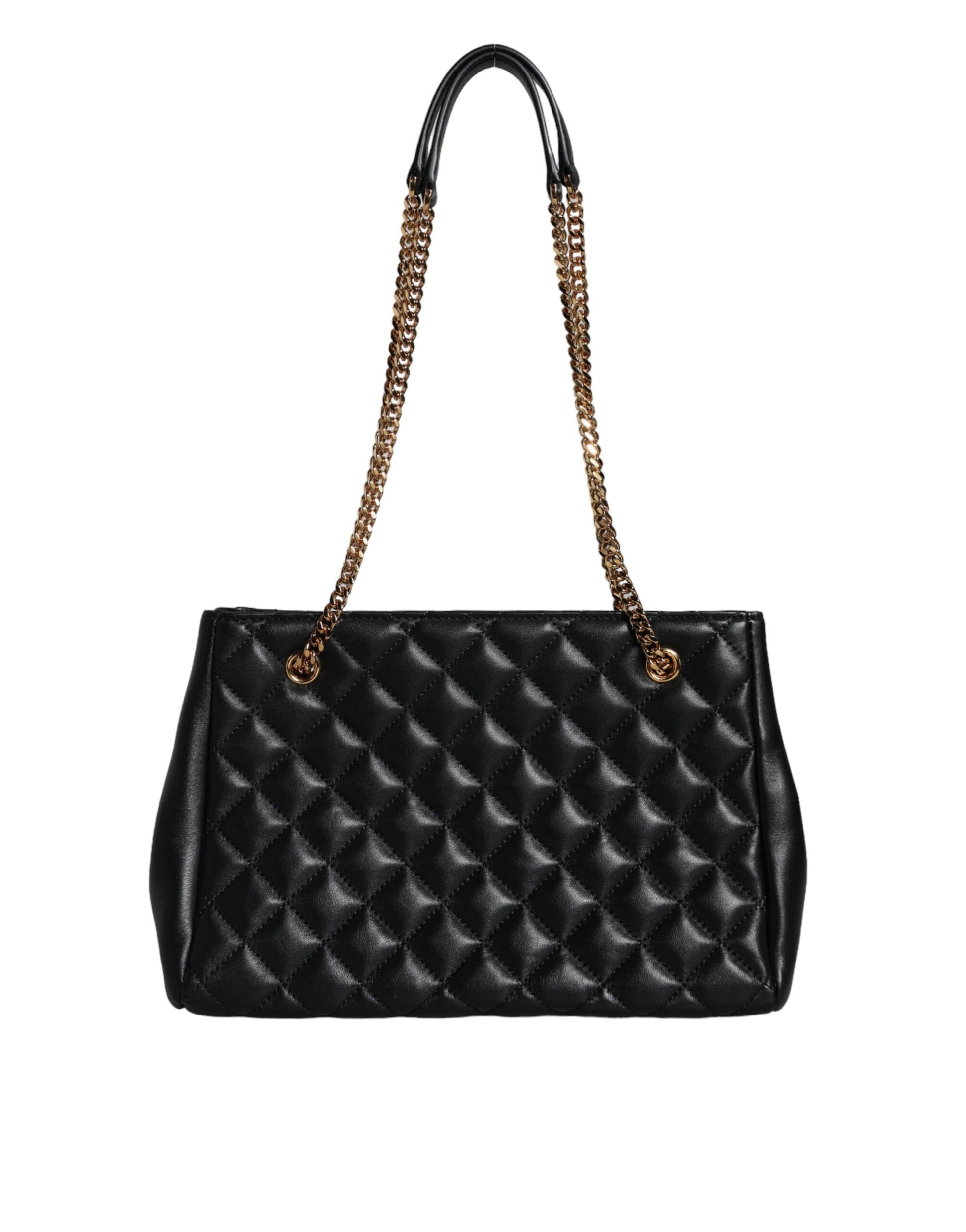 Versace Black Quilted Nappa Leather Shoulder Chain Strap Bag - ACCEXO