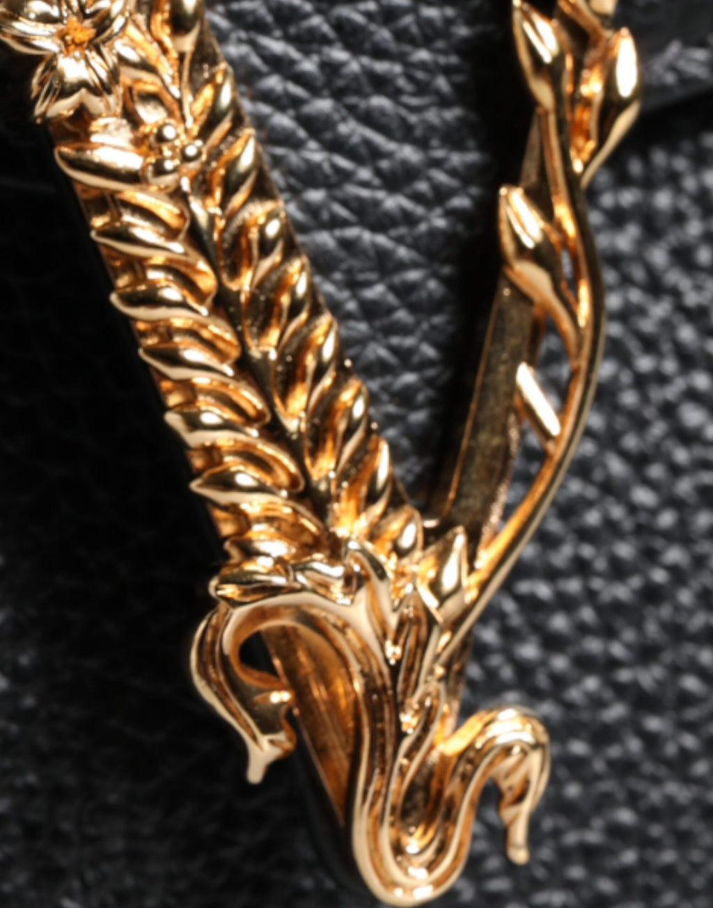 Versace Black Grainy Calf Leather Logo Crossbody Shoulder Bag - ACCEXO