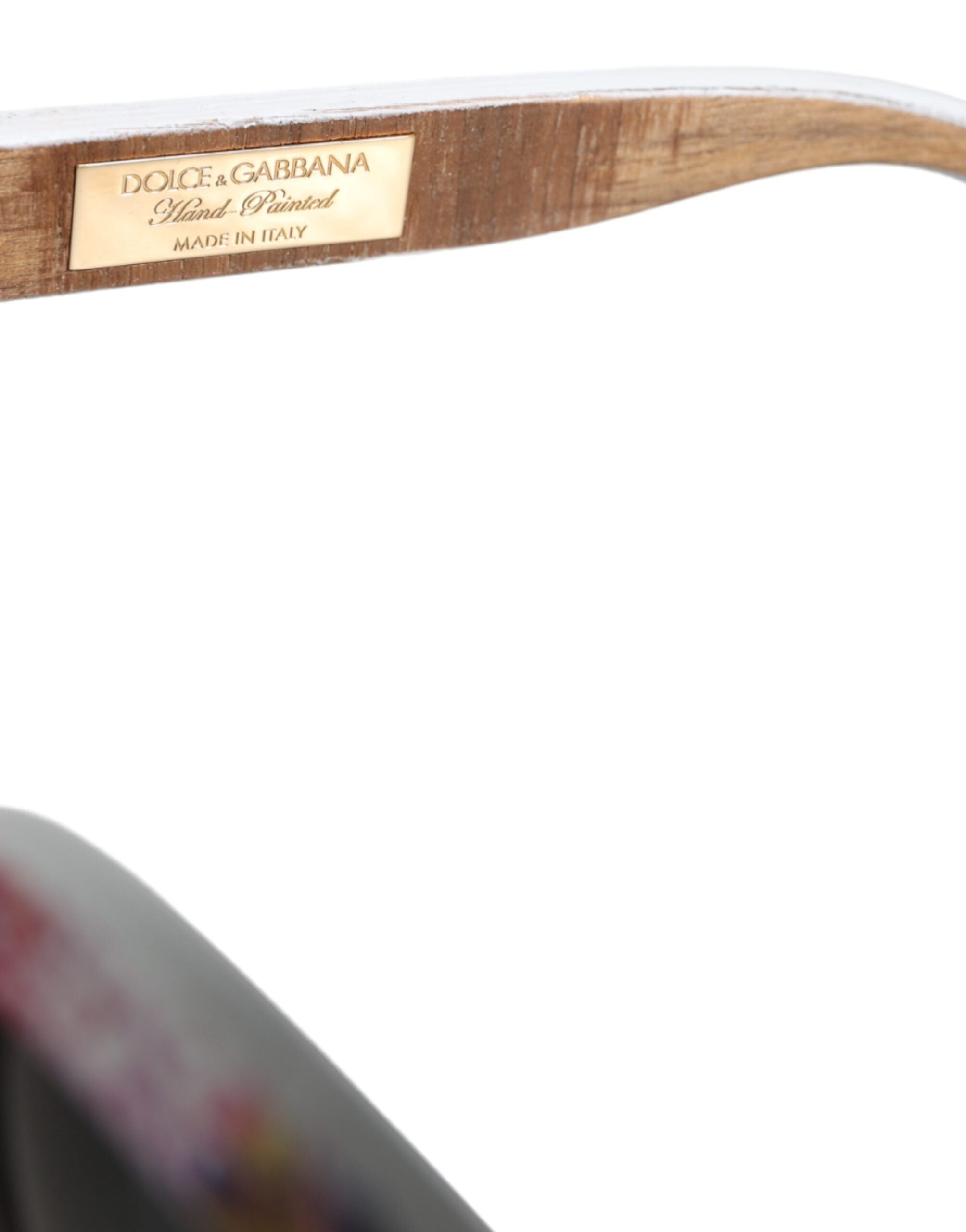 Dolce & Gabbana Multicolor Wood Crystal Brass Frame Floral Hand Paint Sunglasses - ACCEXO