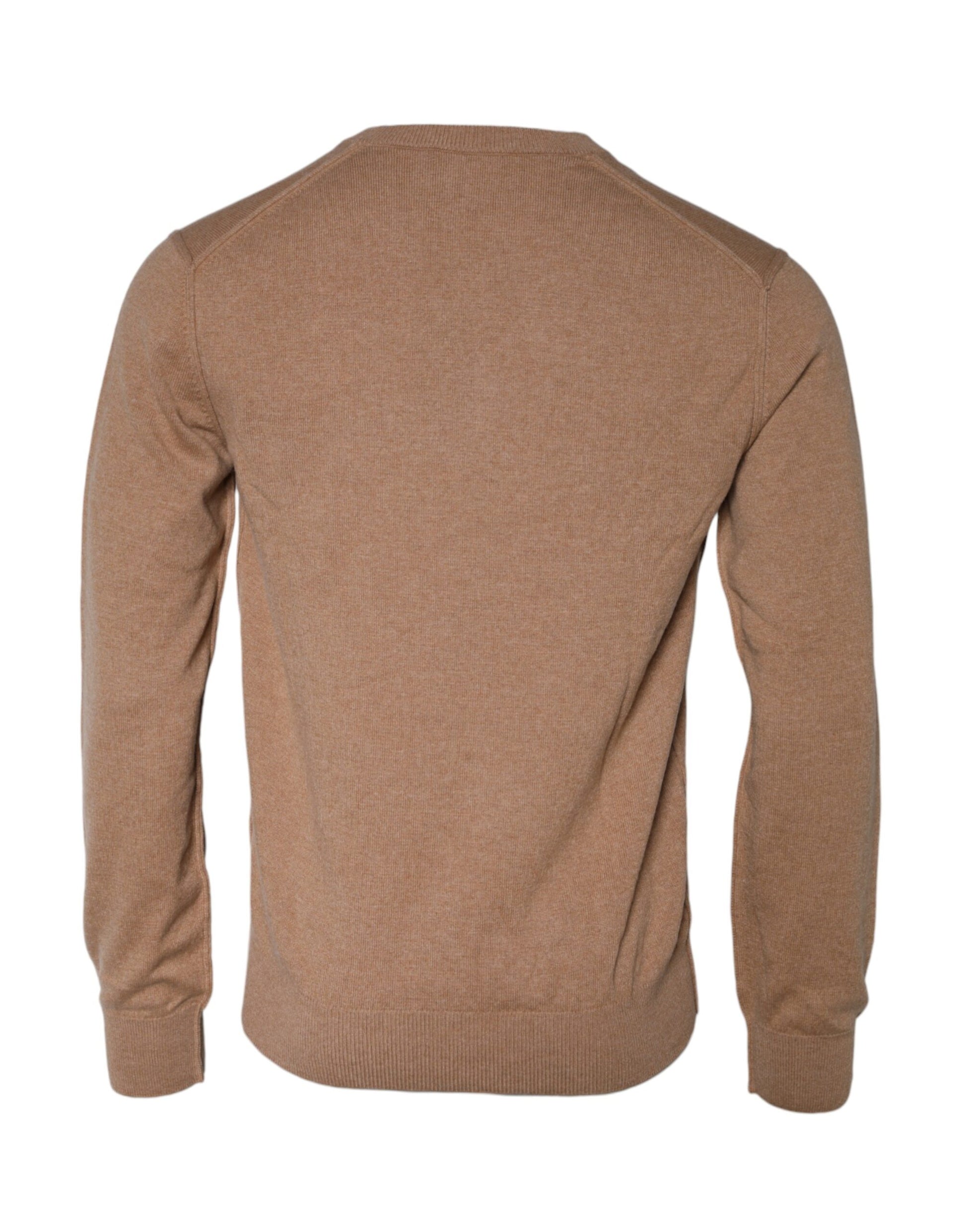 Dolce & Gabbana Brown Cashmere Knit V-neck Pullover Sweater - ACCEXO