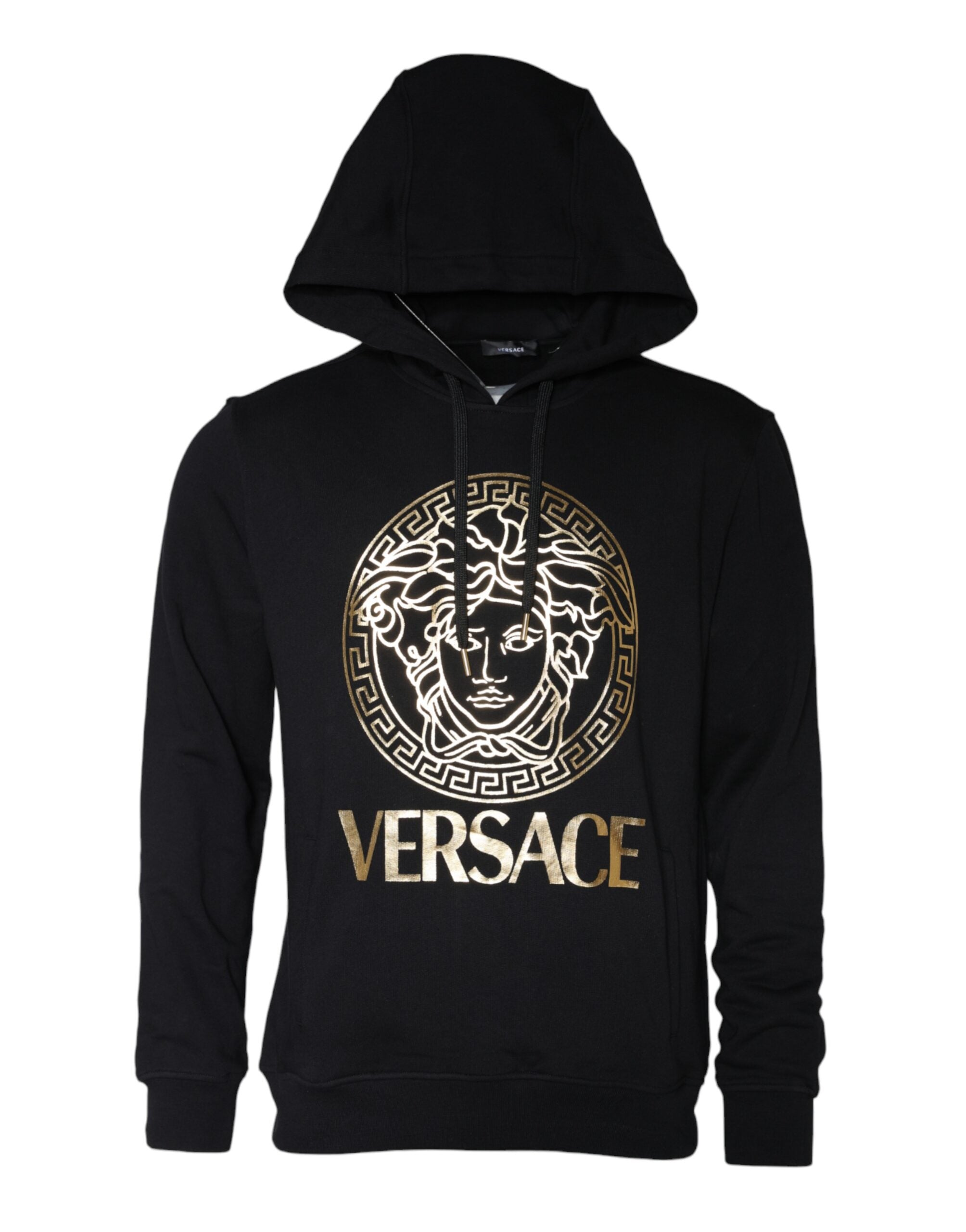 Versace Black Medusa Print Cotton HoodiePullover Sweatshirt Sweater - ACCEXO Main image