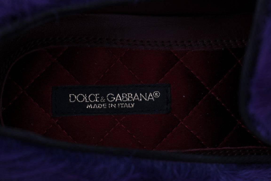 Dolce & Gabbana Plush Purple Sheep Fur Loafers - ACCEXO