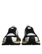 Dolce & Gabbana White Gold Black Leather SUPER KING Sneakers Shoes - ACCEXO