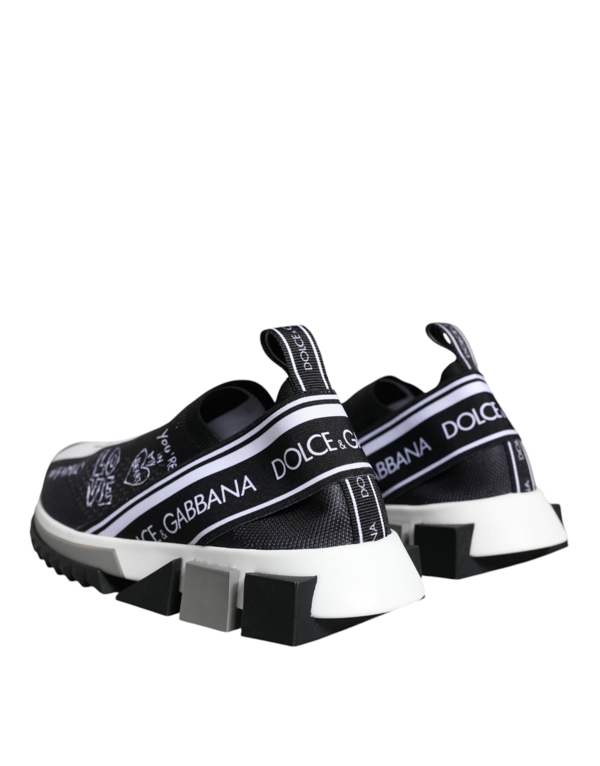 Dolce & Gabbana Black White Sorrento Low Top Sneakers Shoes - ACCEXO