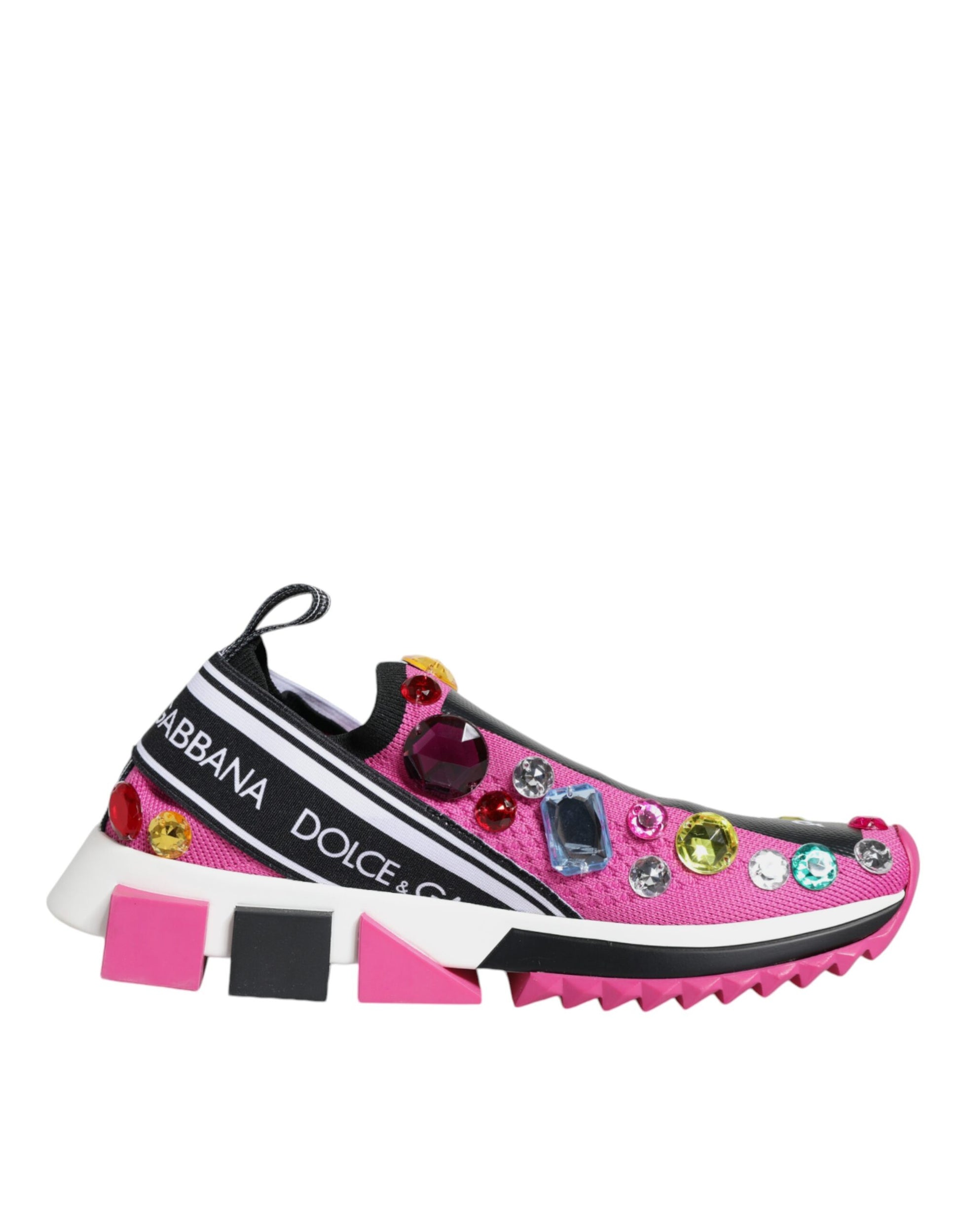 Dolce & Gabbana Pink Sorrento Crystals Low Top Sneakers Shoes - ACCEXO
