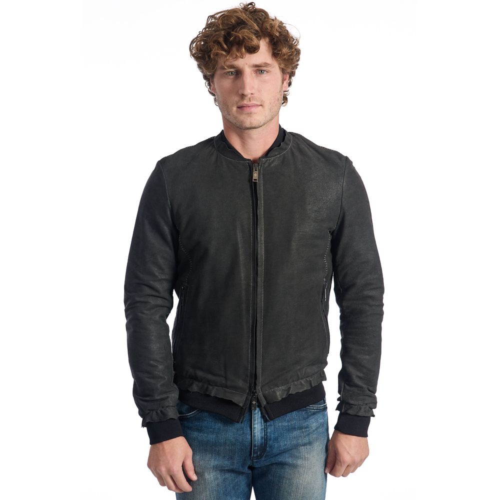 Roberto Pepe Luxury "Gray Lambskin Men Jacket" - ACCEXO