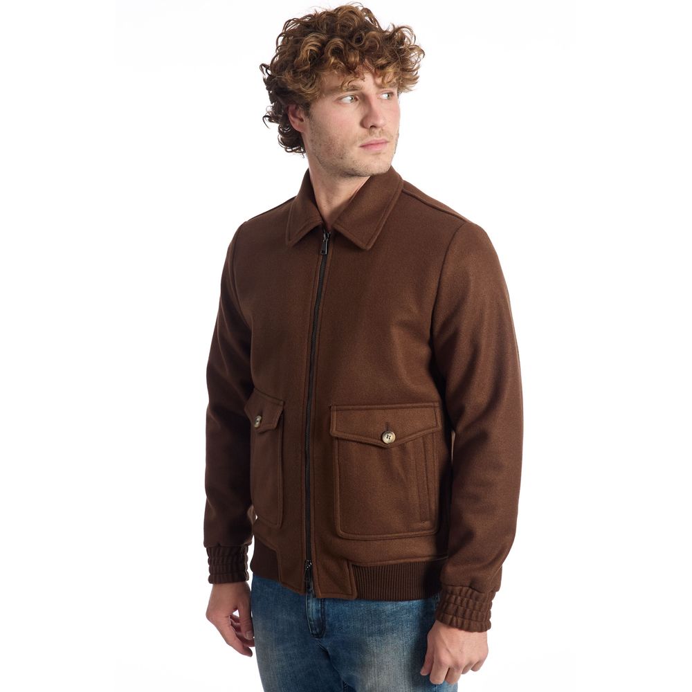 Roberto Pepe Luxury Brown Polyester Men Jacket - ACCEXO