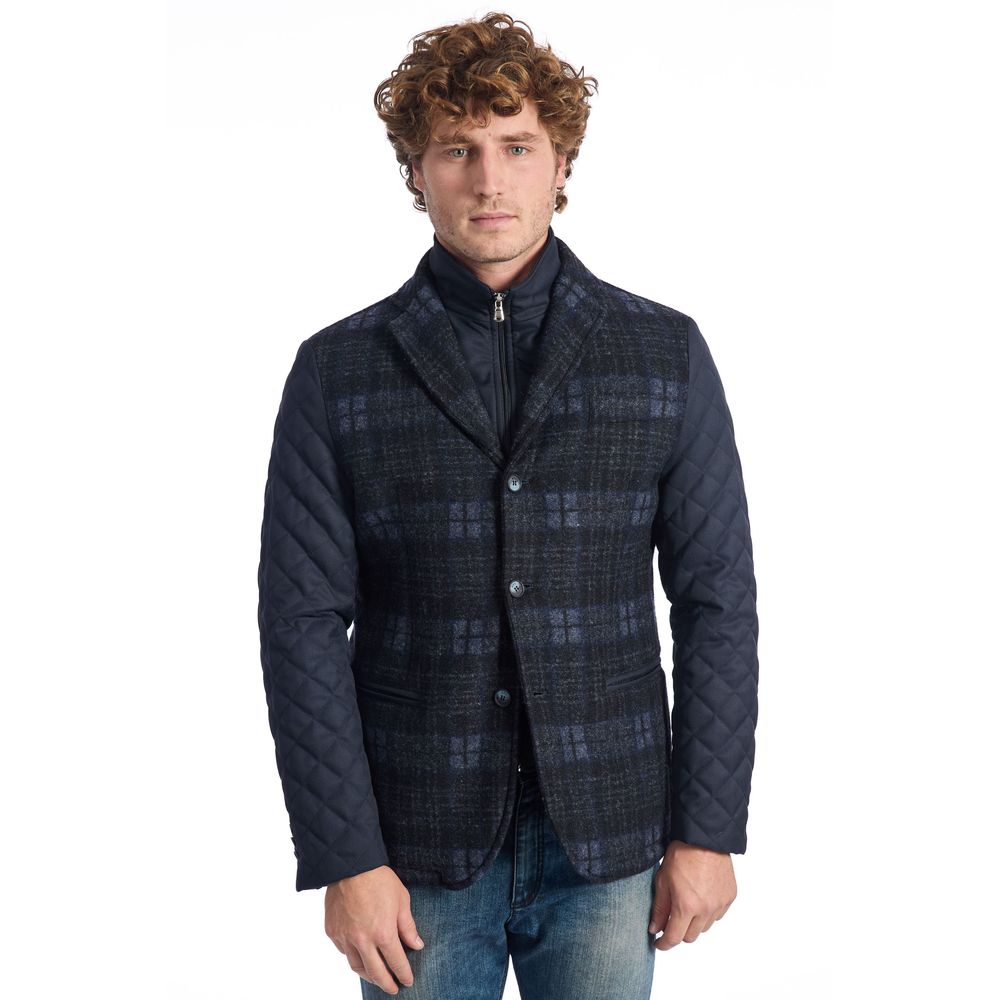 Roberto Pepe Luxury Blue Wool Men Jacket - ACCEXO