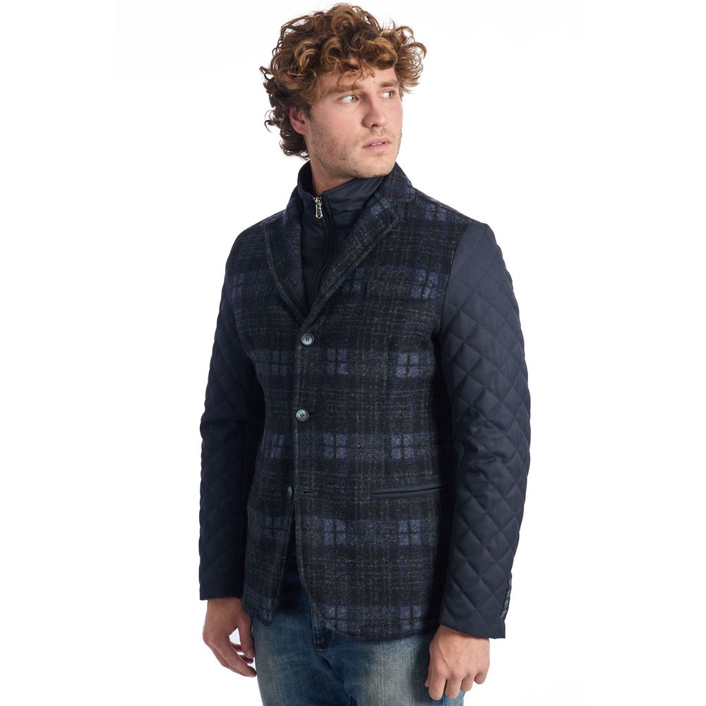 Roberto Pepe Luxury Blue Wool Men Jacket - ACCEXO