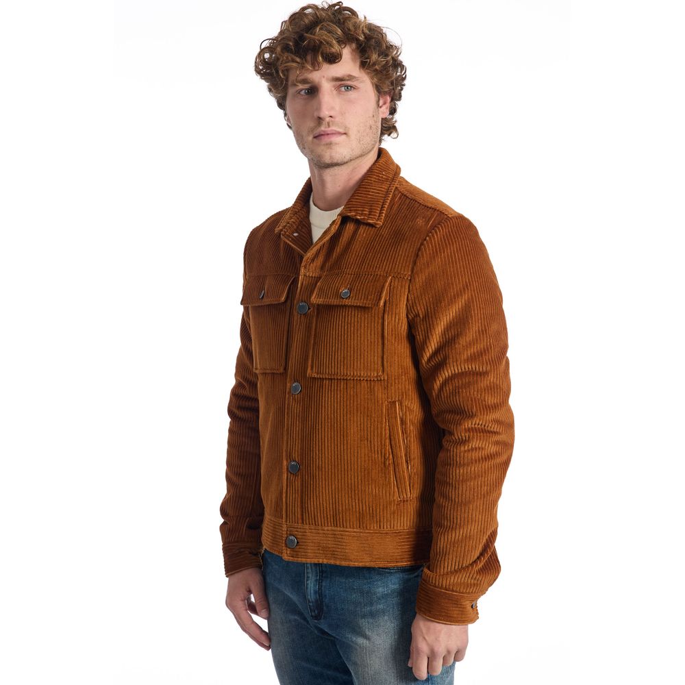Roberto Pepe Luxury Brown Cotton Men Jacket - ACCEXO