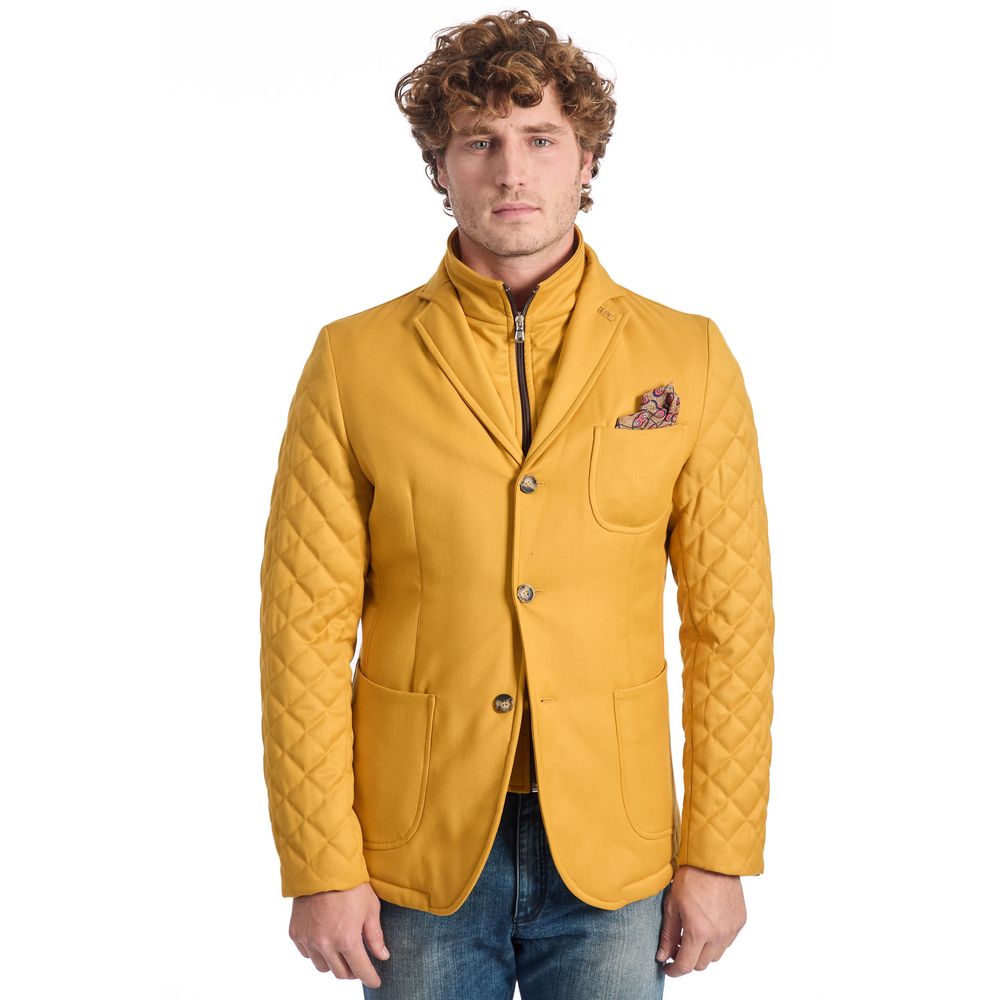 Roberto Pepe Luxury Yellow Viscose Men Jacket - ACCEXO