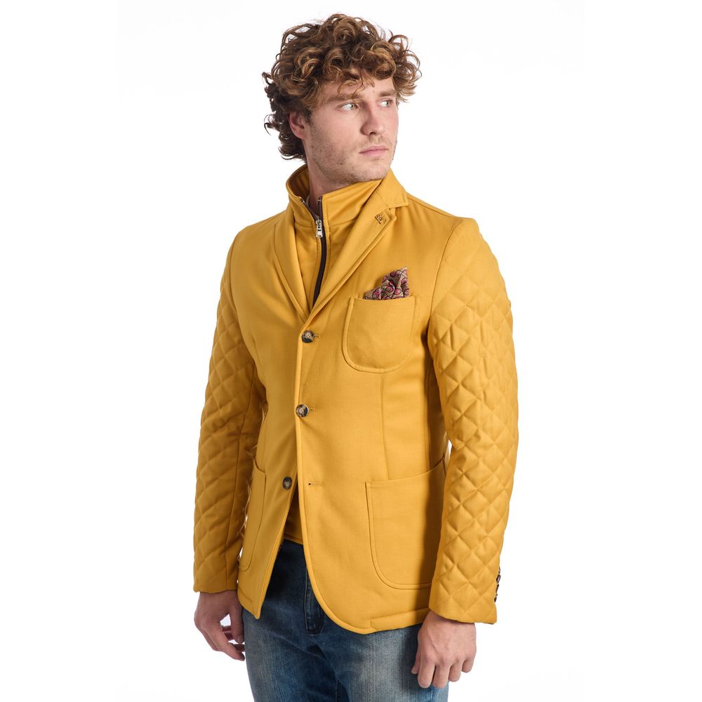 Roberto Pepe Luxury Yellow Viscose Men Jacket - ACCEXO