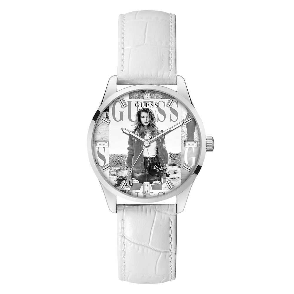 Guess White Leather Watch - ACCEXO