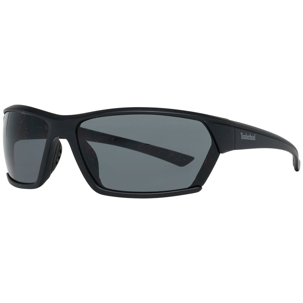 Black sunglasses with dark lenses on a white background