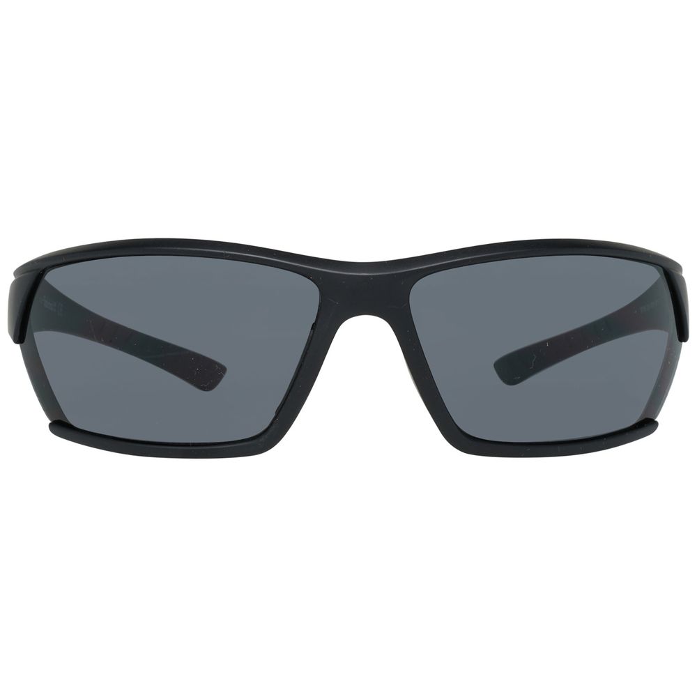 Black sunglasses with dark lenses on a white background