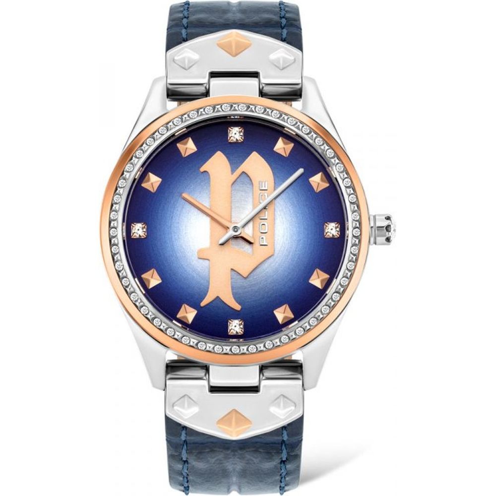 Police Blue Leather Dress Watch Main image