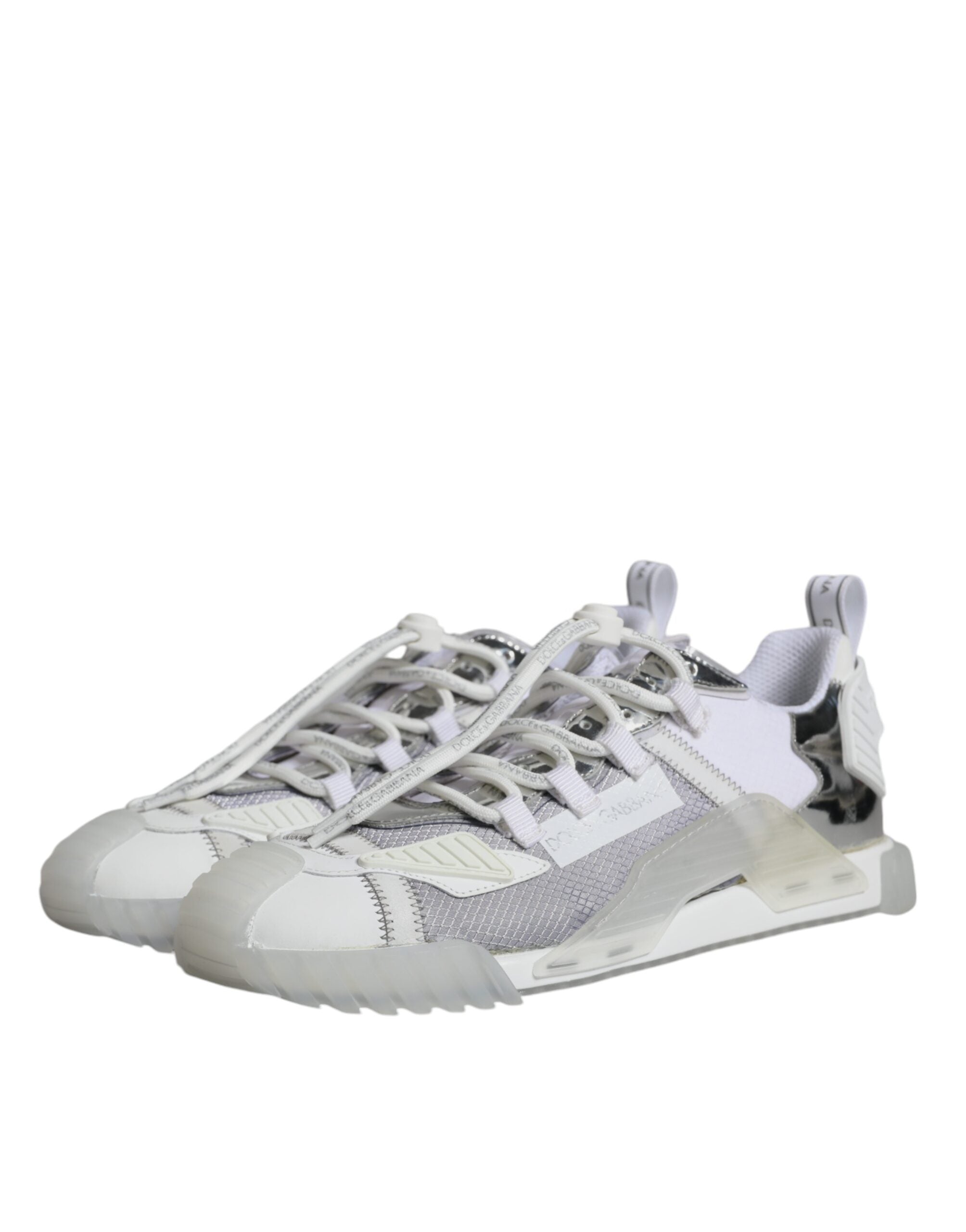 Dolce & Gabbana White Silver Low Top NS1 Sneakers Shoes - ACCEXO