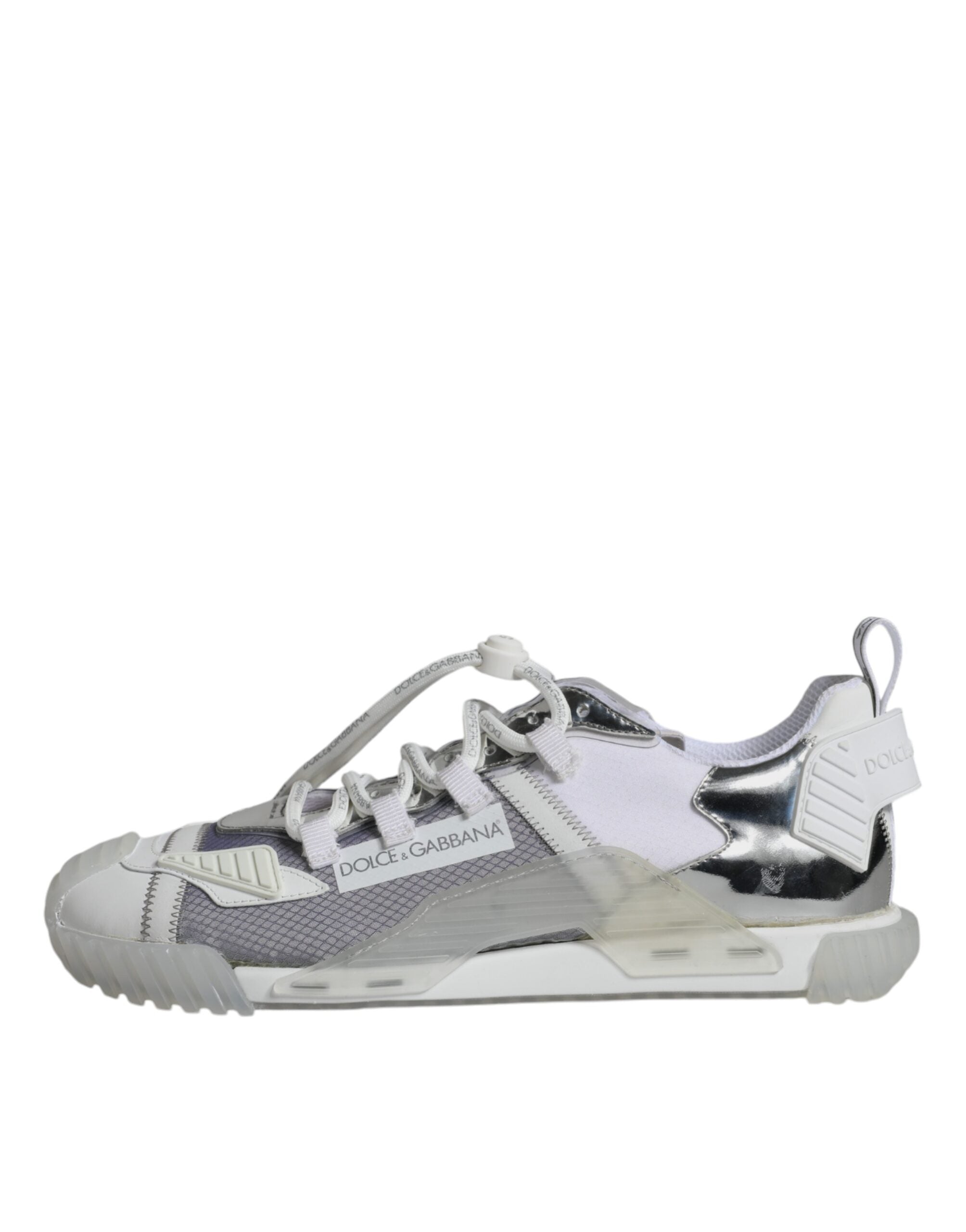 Dolce & Gabbana White Silver Low Top NS1 Sneakers Shoes - ACCEXO
