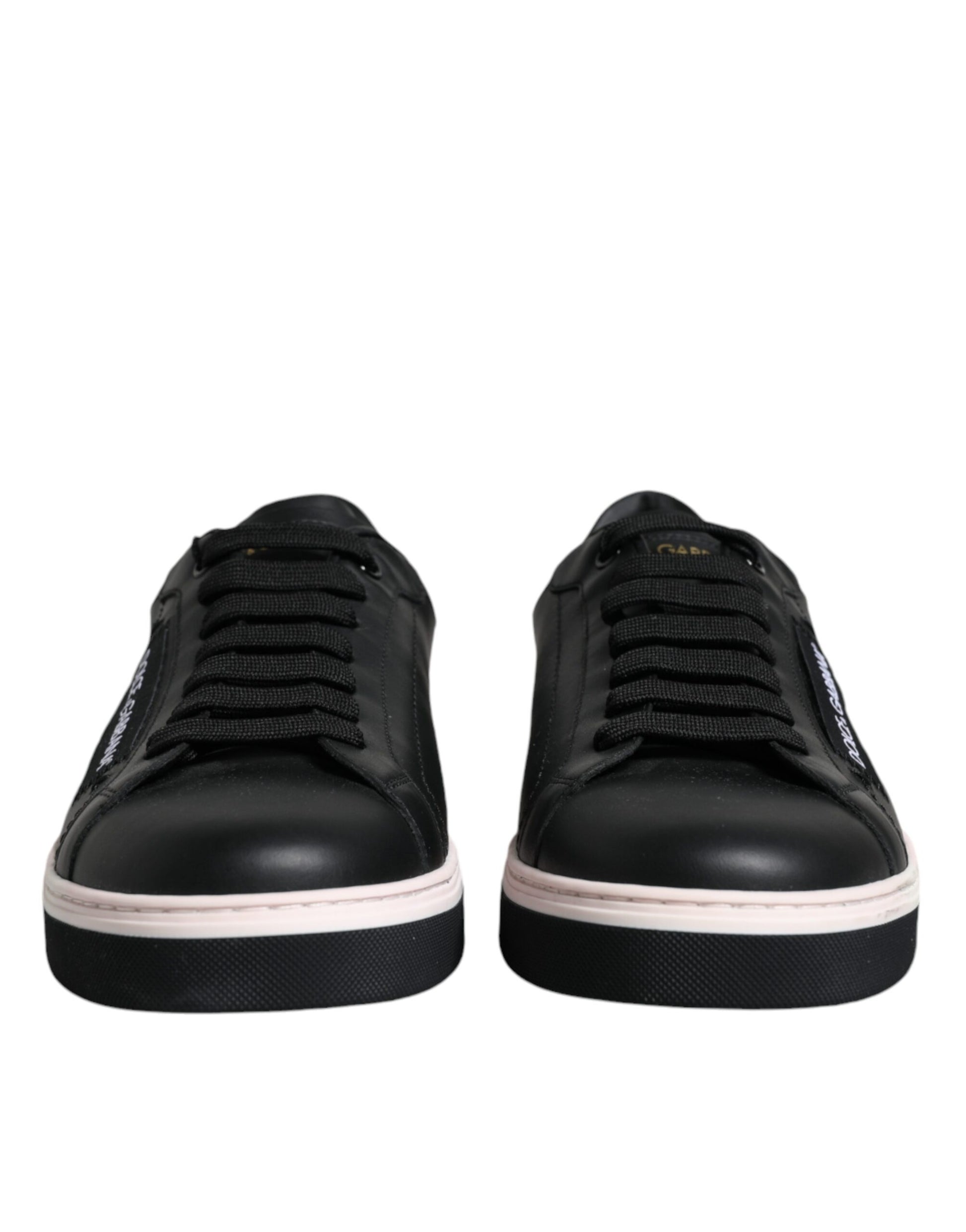Dolce & Gabbana Black Leather Low Top Men Sneakers Shoes - ACCEXO