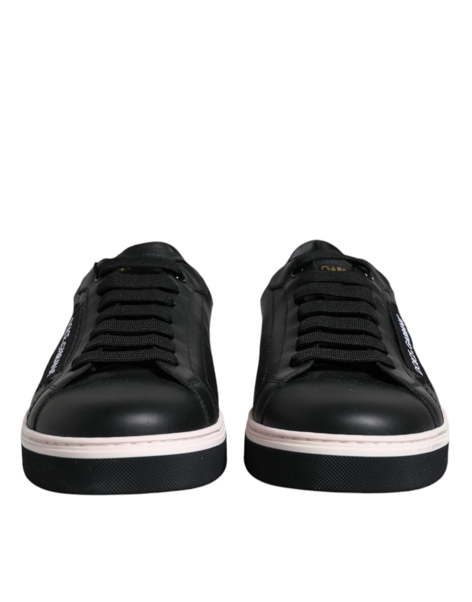 Dolce & Gabbana Black Leather Low Top Men Sneakers Shoes - ACCEXO
