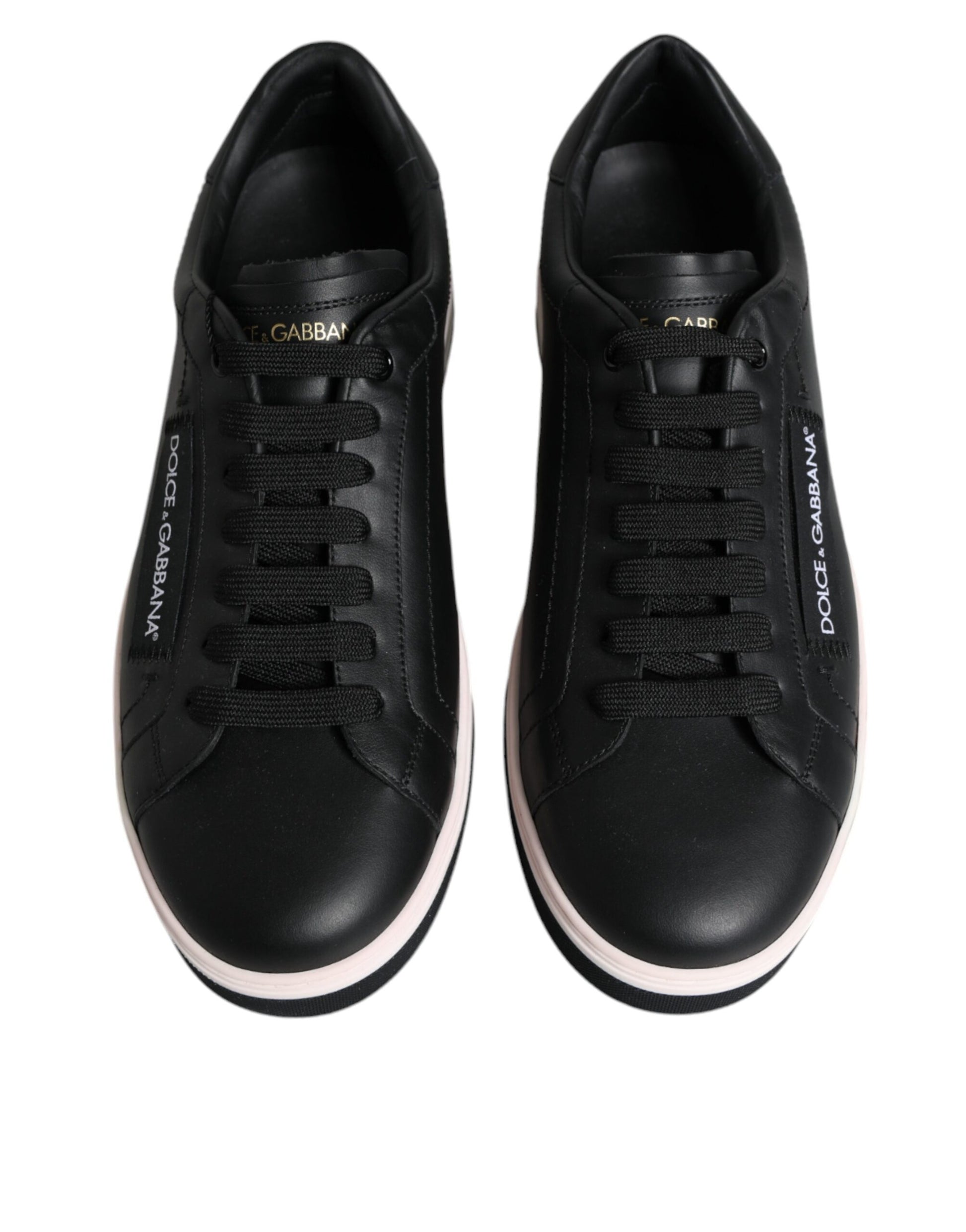 Dolce & Gabbana Black Leather Low Top Men Sneakers Shoes - ACCEXO