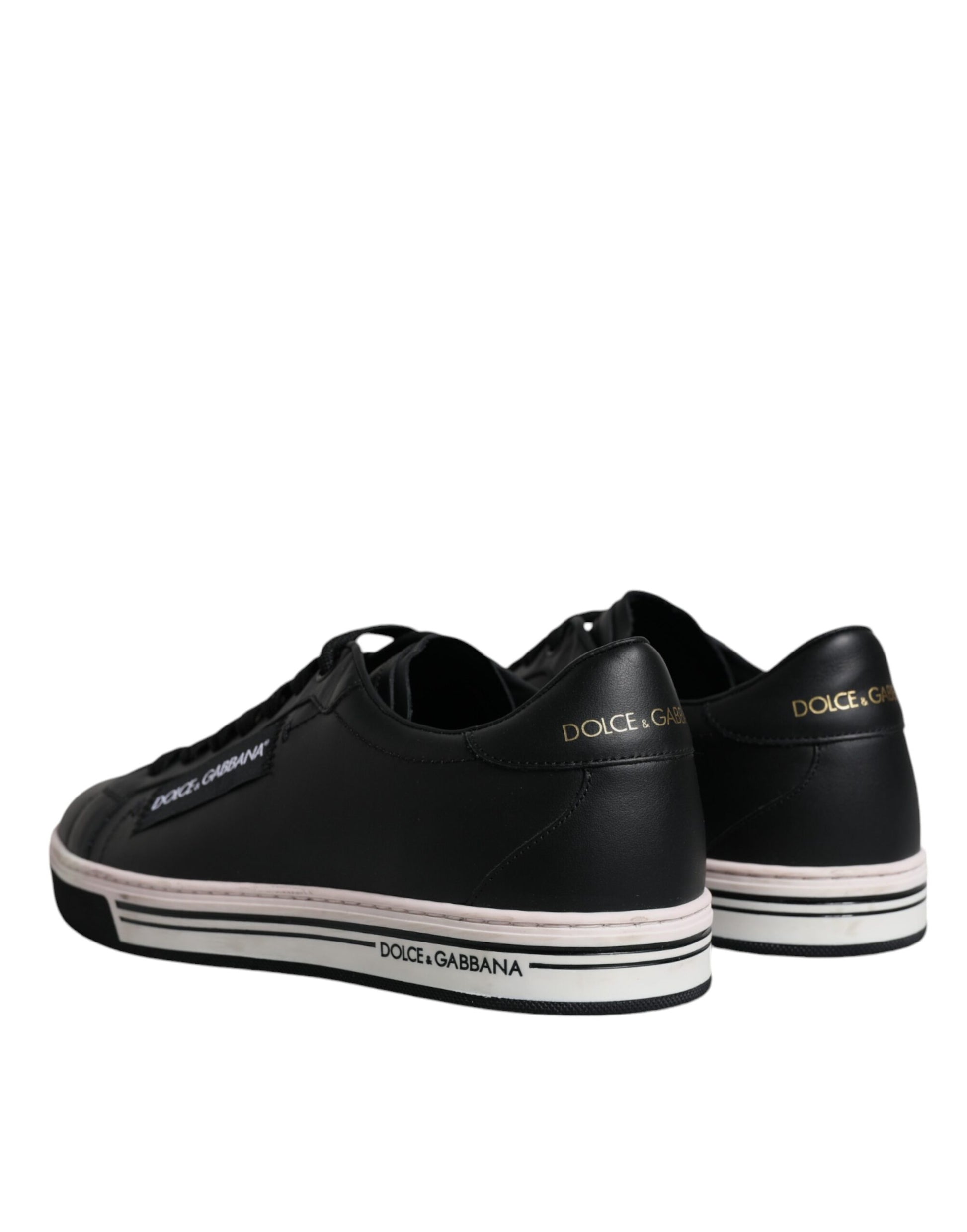 Dolce & Gabbana Black Leather Low Top Men Sneakers Shoes - ACCEXO
