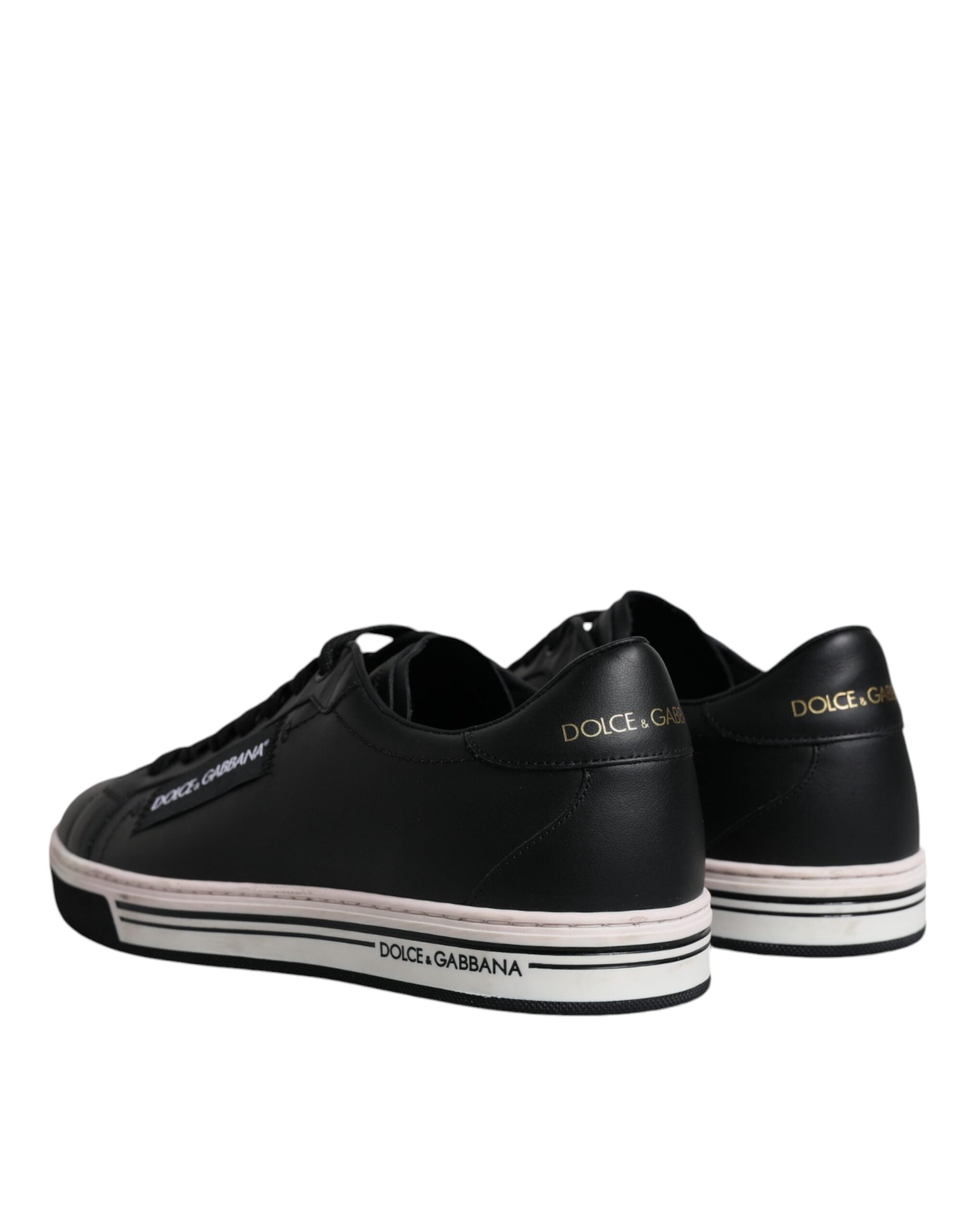 Dolce & Gabbana Black Leather Low Top Men Sneakers Shoes - ACCEXO