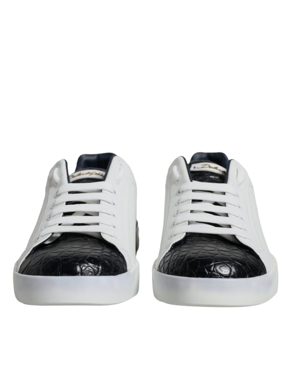 Dolce & Gabbana White Leather Logo Portofino Sneaker Shoes - ACCEXO