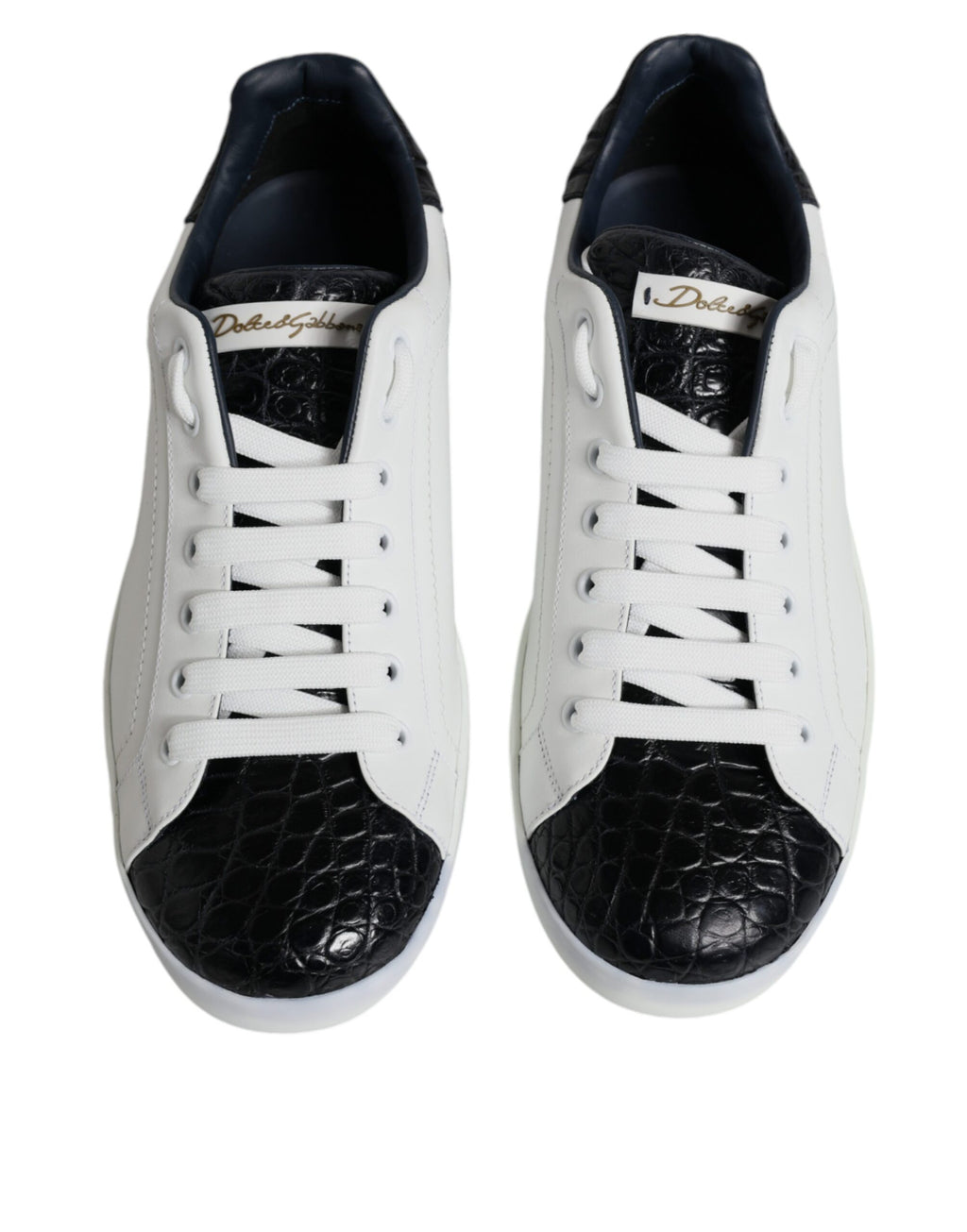 Dolce & Gabbana White Leather Logo Portofino Sneaker Shoes - ACCEXO