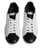 Dolce & Gabbana White Leather Logo Portofino Sneaker Shoes - ACCEXO