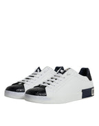 Dolce & Gabbana White Leather Logo Portofino Sneaker Shoes - ACCEXO