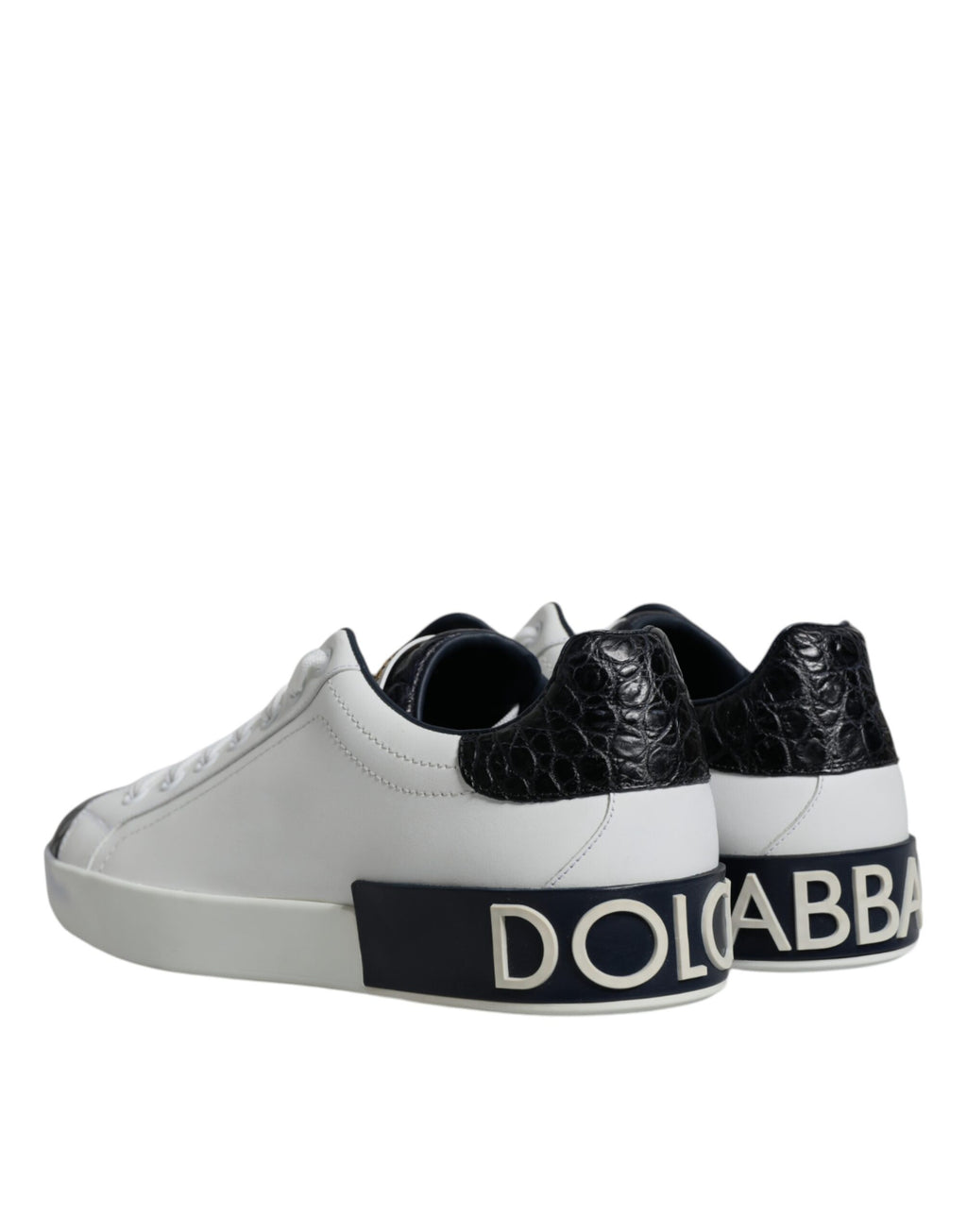 Dolce & Gabbana White Leather Logo Portofino Sneaker Shoes - ACCEXO