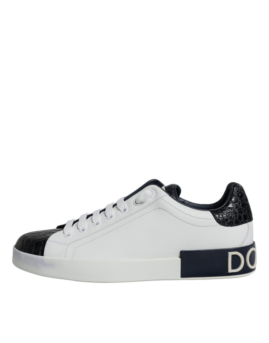 Dolce & Gabbana White Leather Logo Portofino Sneaker Shoes - ACCEXO