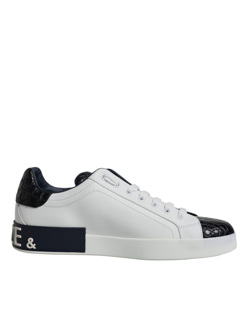 Dolce & Gabbana White Leather Logo Portofino Sneaker Shoes - ACCEXO