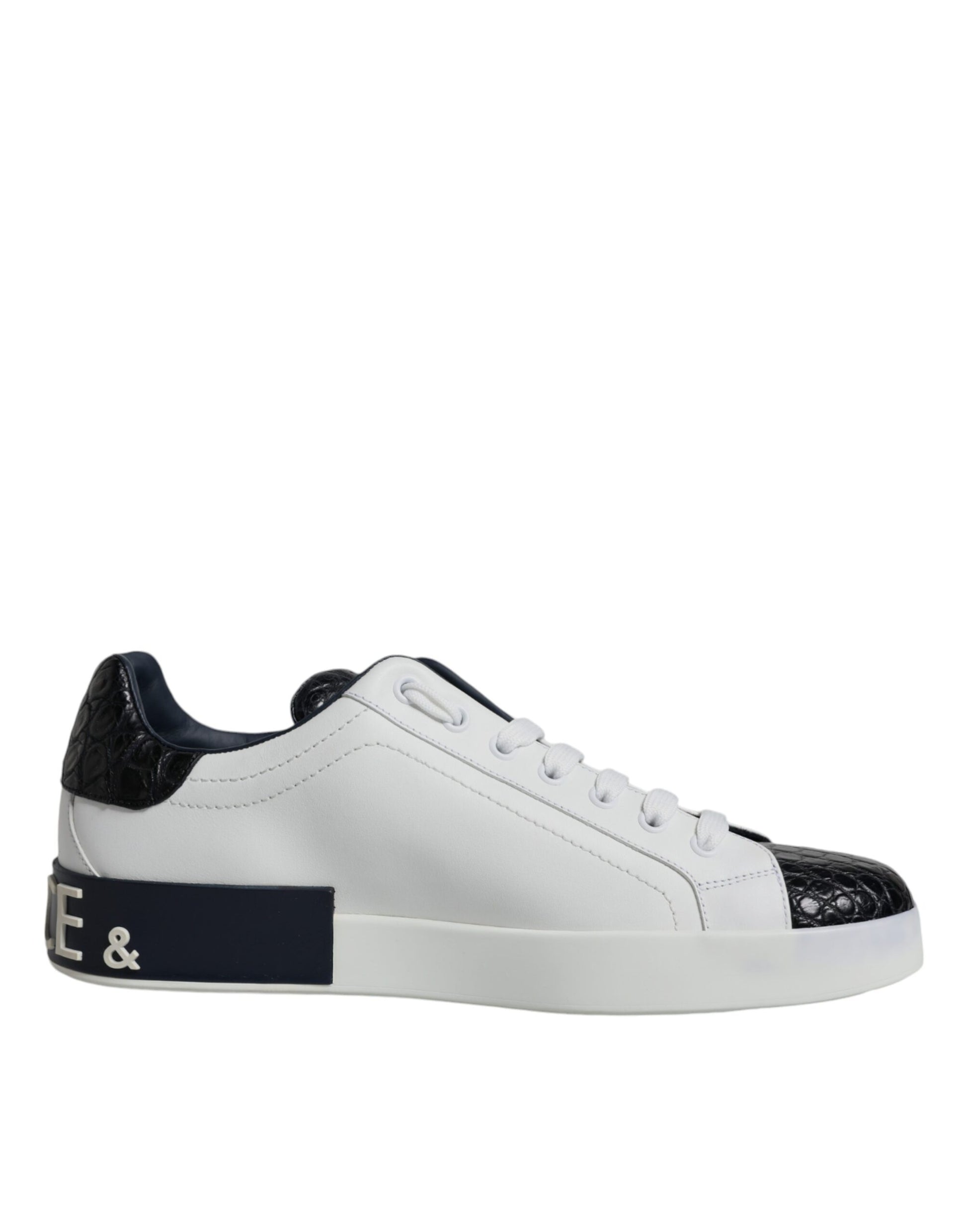 Dolce & Gabbana White Leather Logo Portofino Sneaker Shoes - ACCEXO