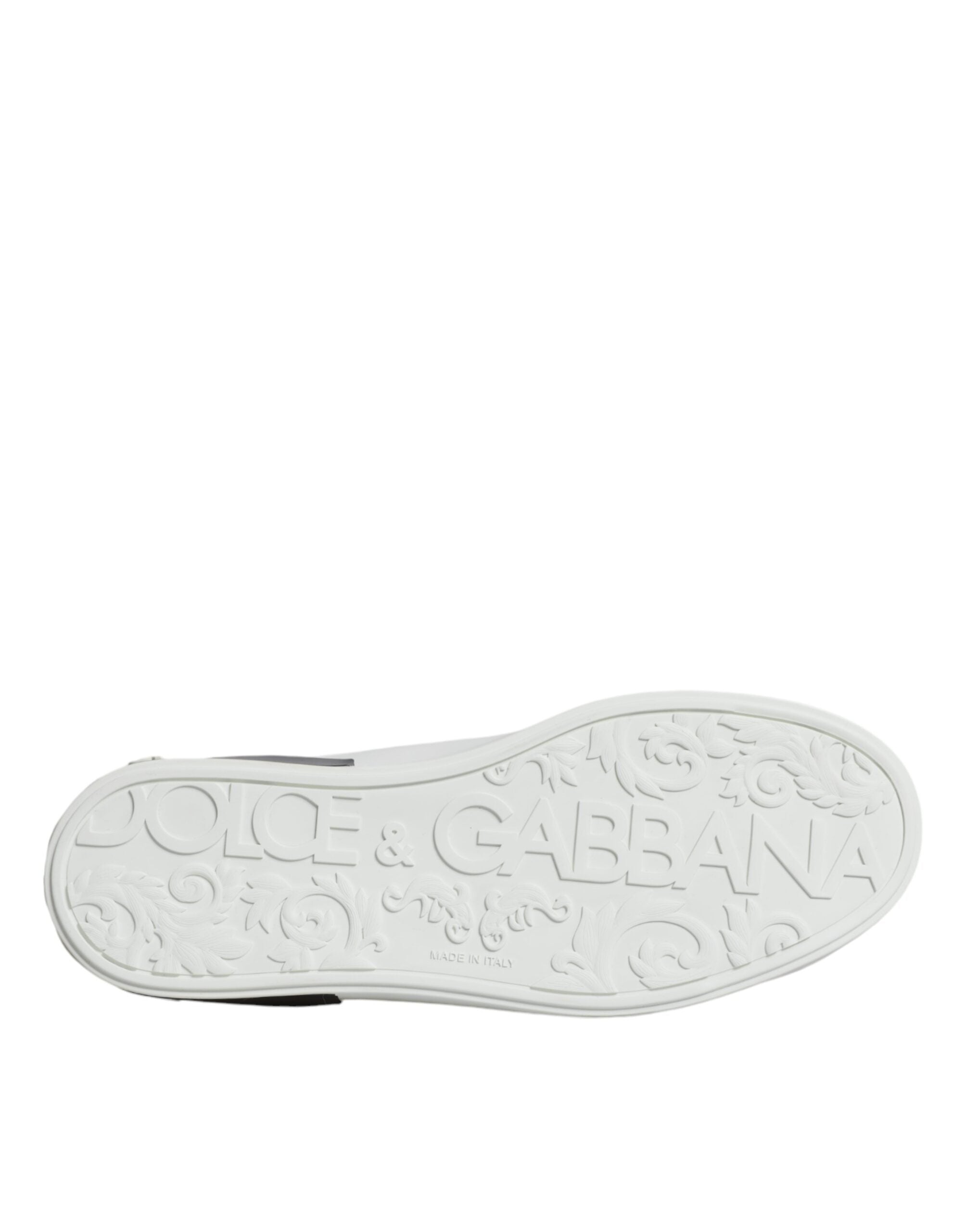 Dolce & Gabbana White Leather Logo Portofino Sneaker Shoes - ACCEXO