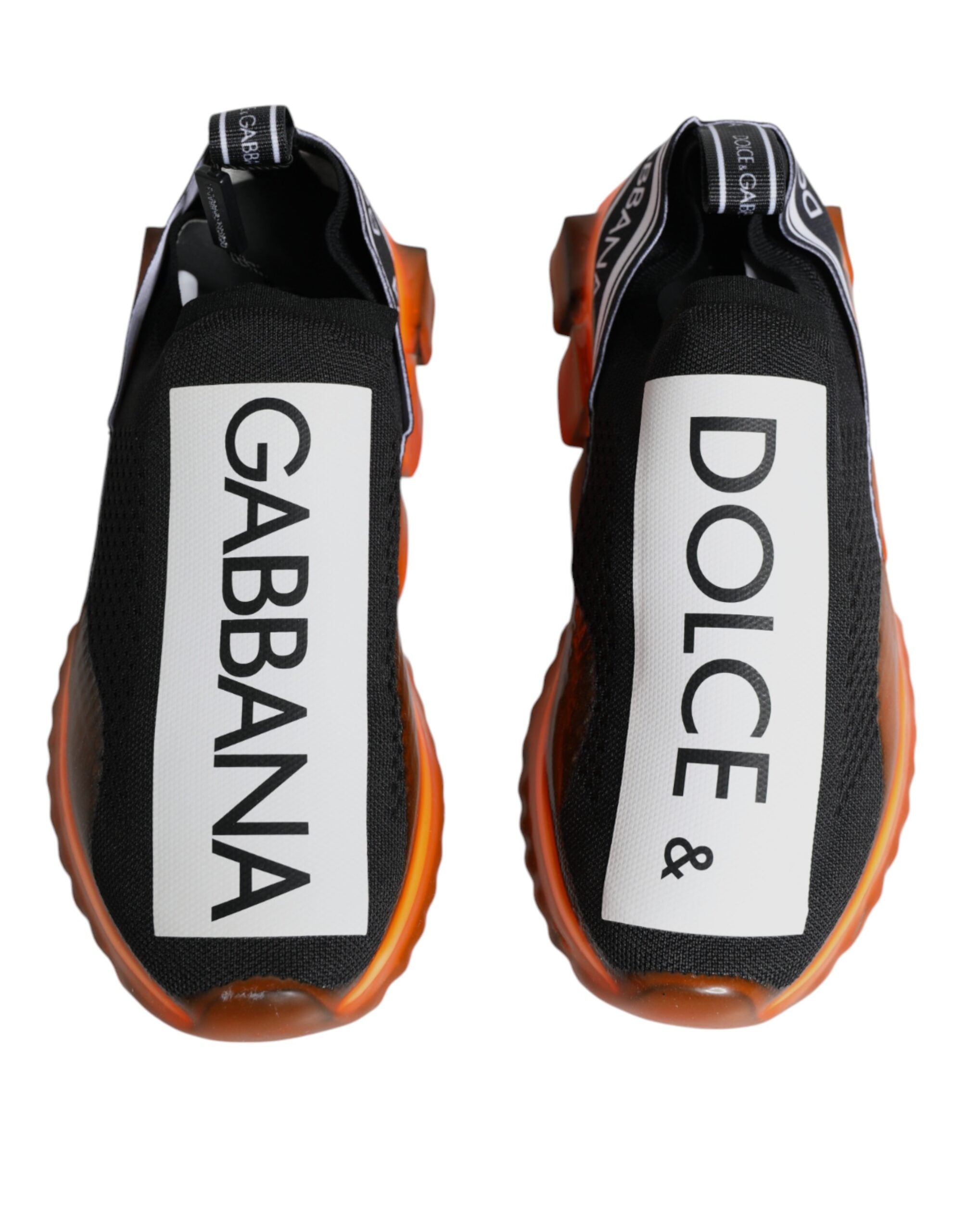 Dolce & Gabbana Black Orange Sorrento Slip On Sneakers Shoes - ACCEXO