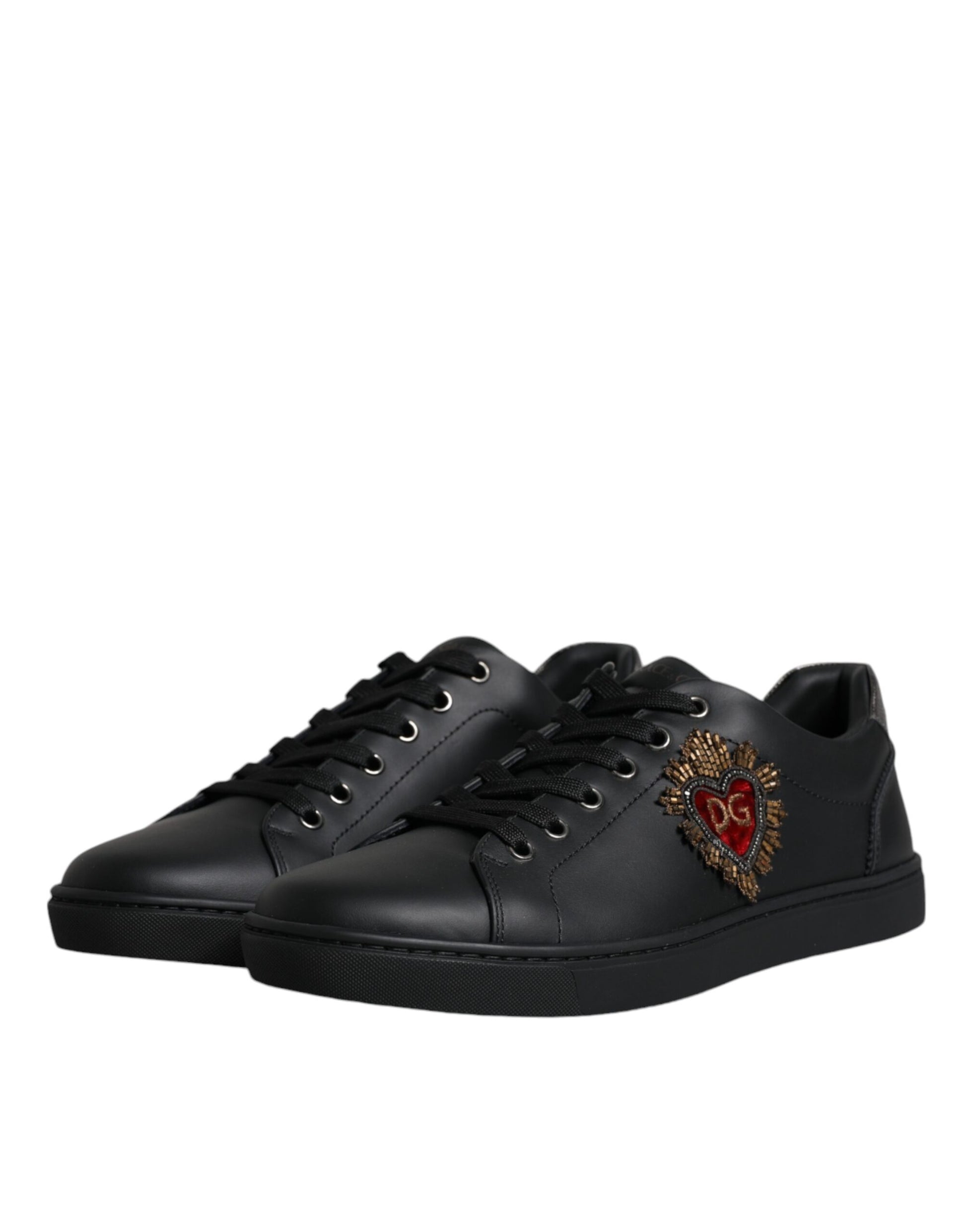 Dolce & Gabbana Black London Sacred Heart Men Sneakers Shoes - ACCEXO