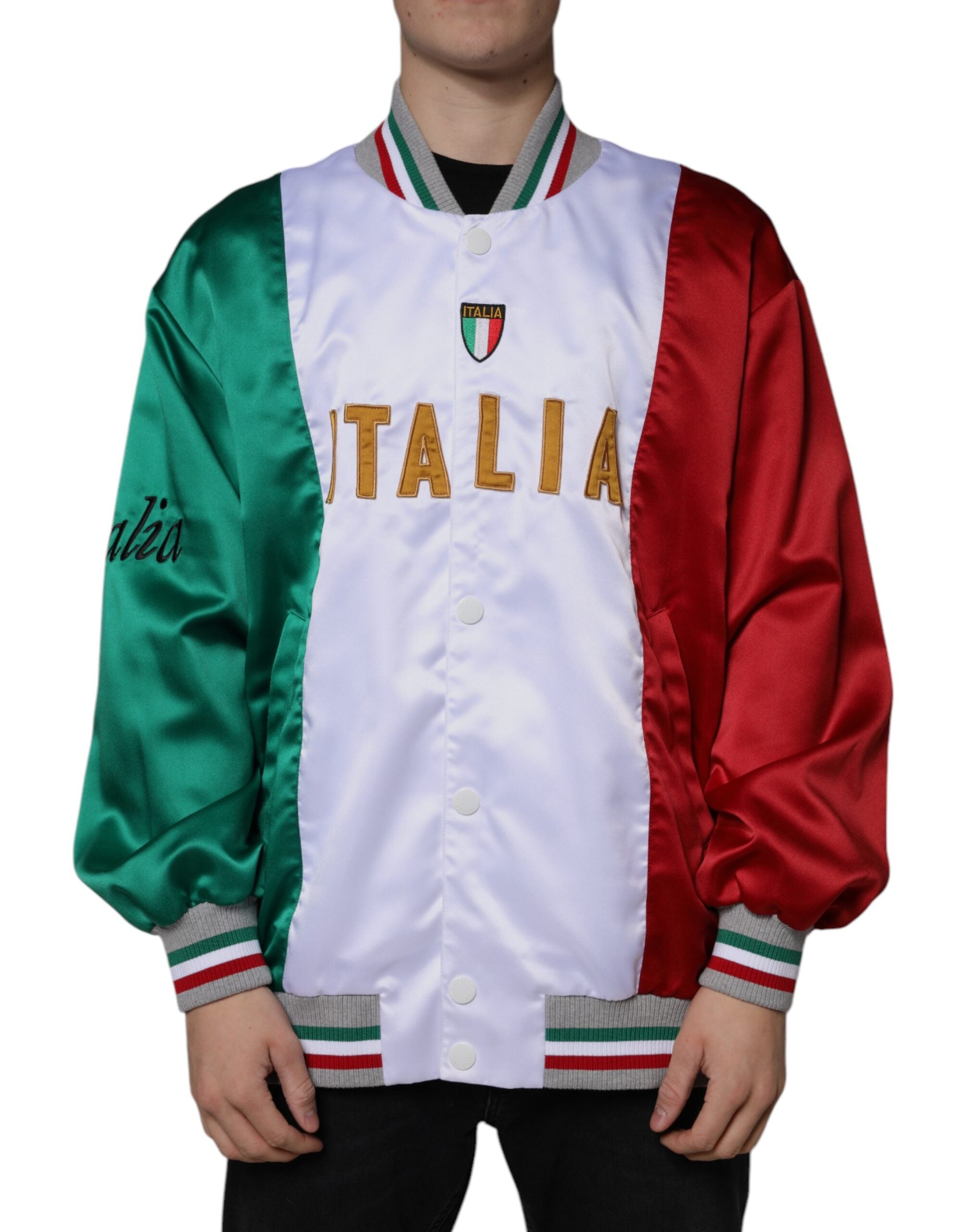 Dolce & Gabbana Multicolor Italia Button Down Bomber Jacket Secondary image