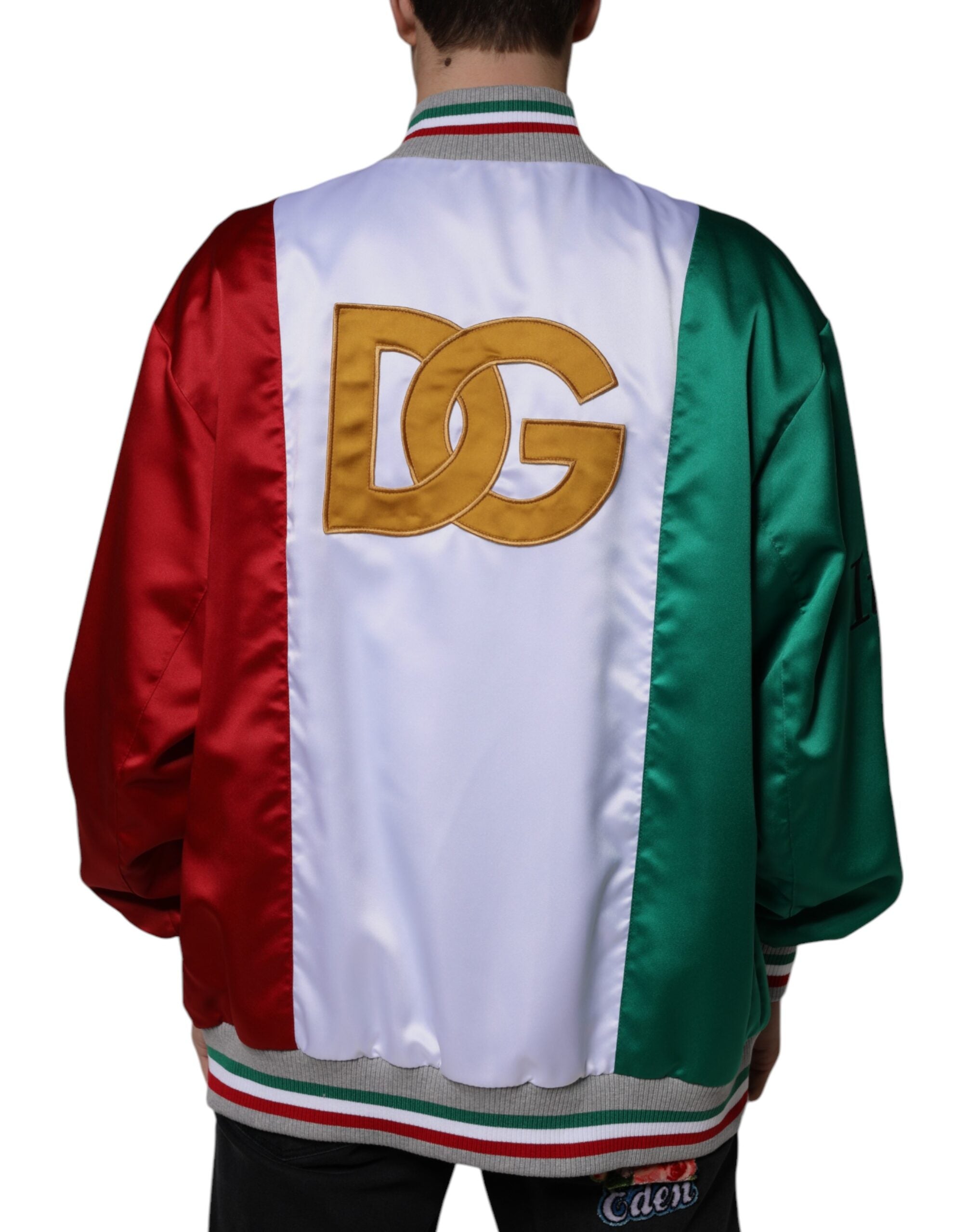 Dolce & Gabbana Multicolor Italia Button Down Bomber Jacket - ACCEXO