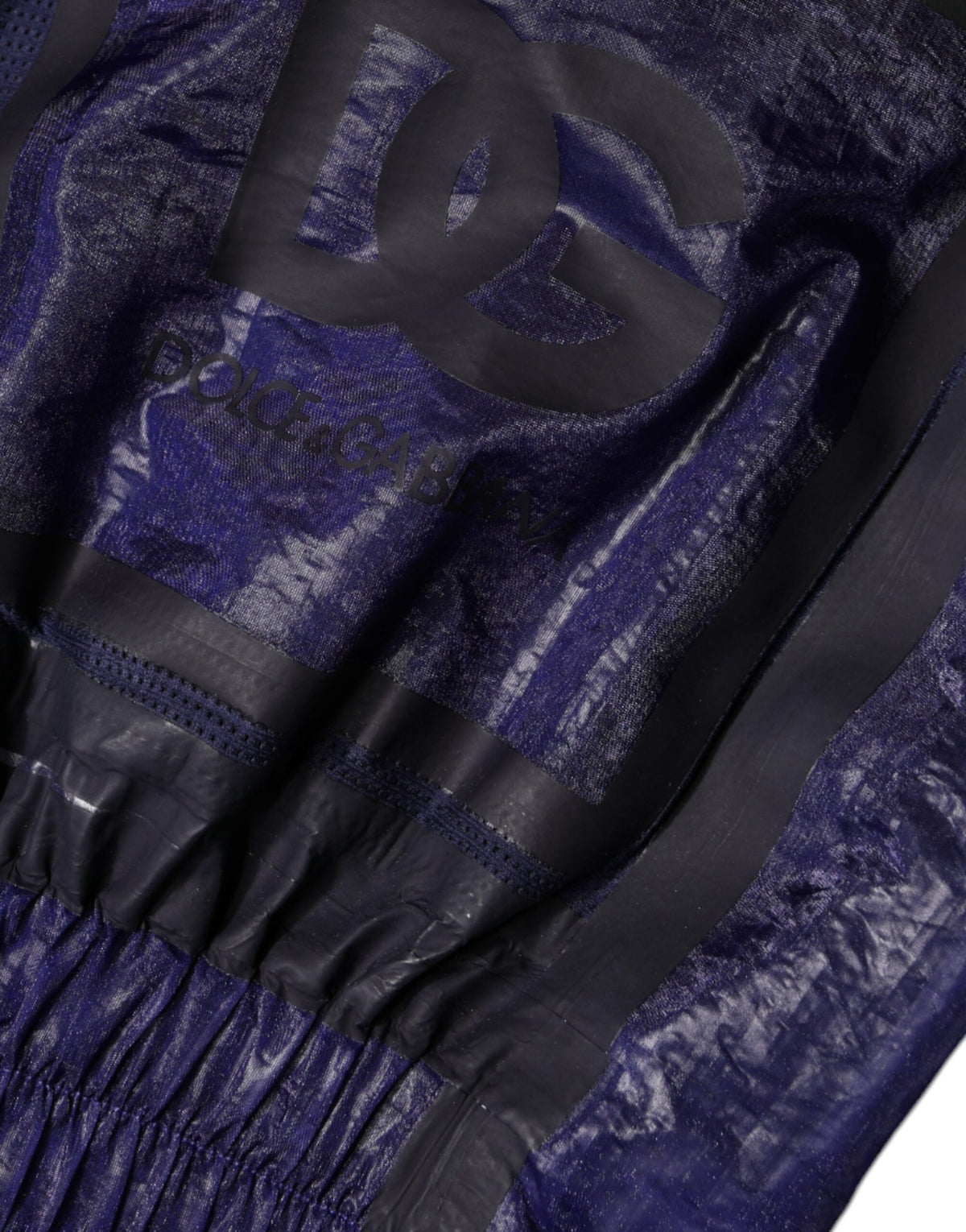 Dolce & Gabbana Blue Cotton Stretch Full Zip Bomber Jacket