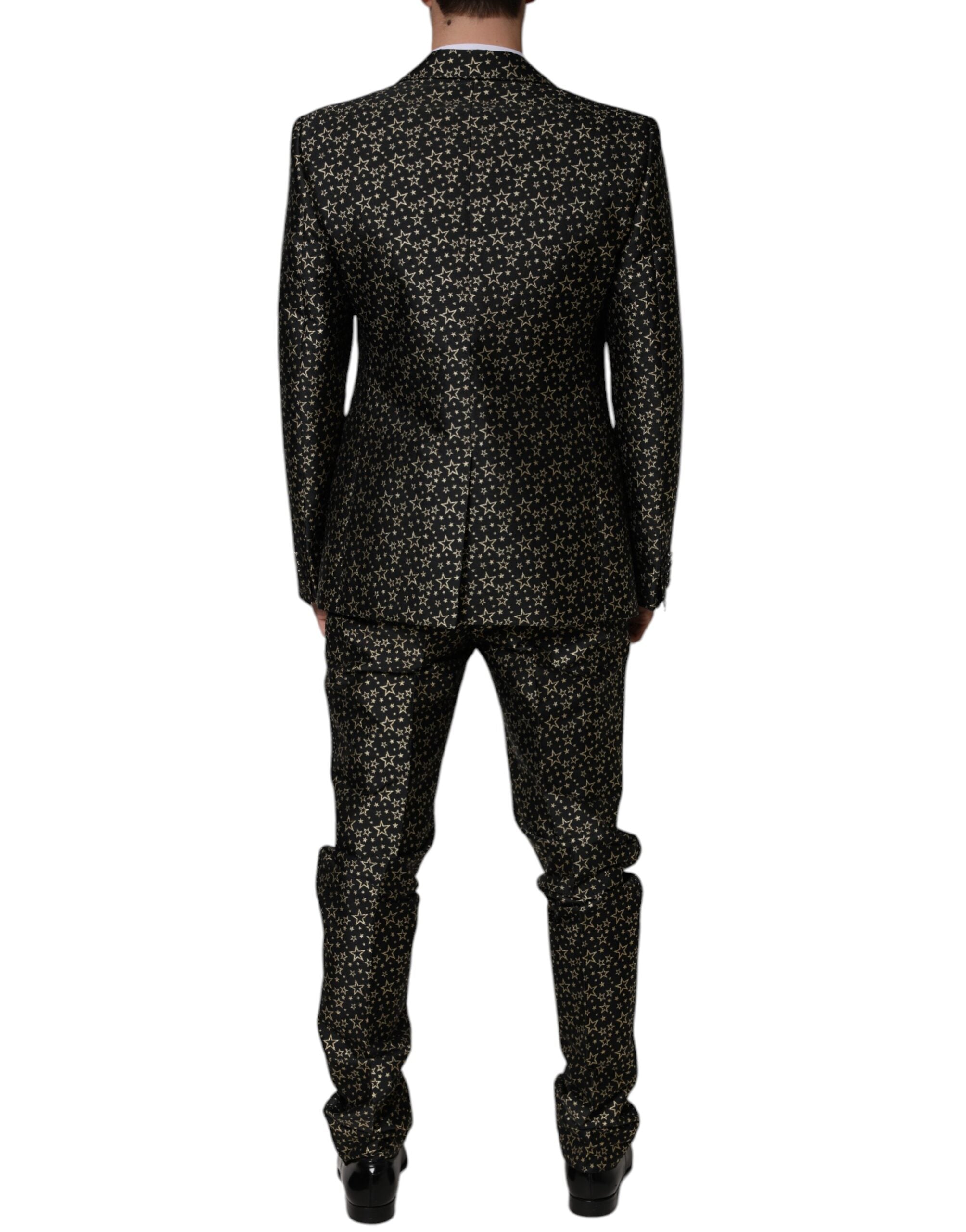 Dolce & Gabbana Black Stars Jacquard SICILIA 2 Piece Suit - ACCEXO