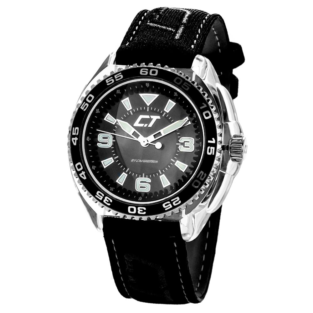 Chronotech Black Leather Watch - ACCEXO