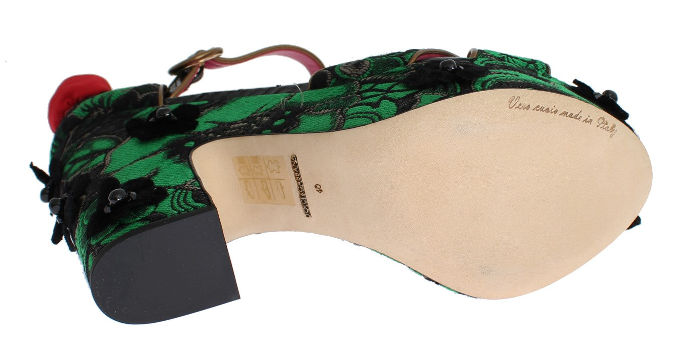 Dolce & Gabbana Enchanted Sicily Crystal Brocade Wedges - ACCEXO