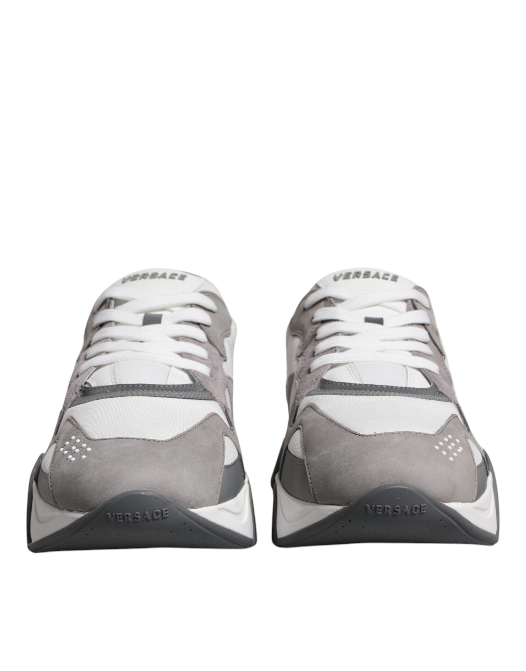 Versace Grey Leather Neoprene Chunky Low Top Squalo Sneakers Shoes Secondary image