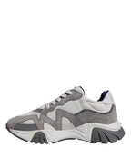 Versace Grey Leather Neoprene Chunky Low Top Squalo Sneakers Shoes - ACCEXO