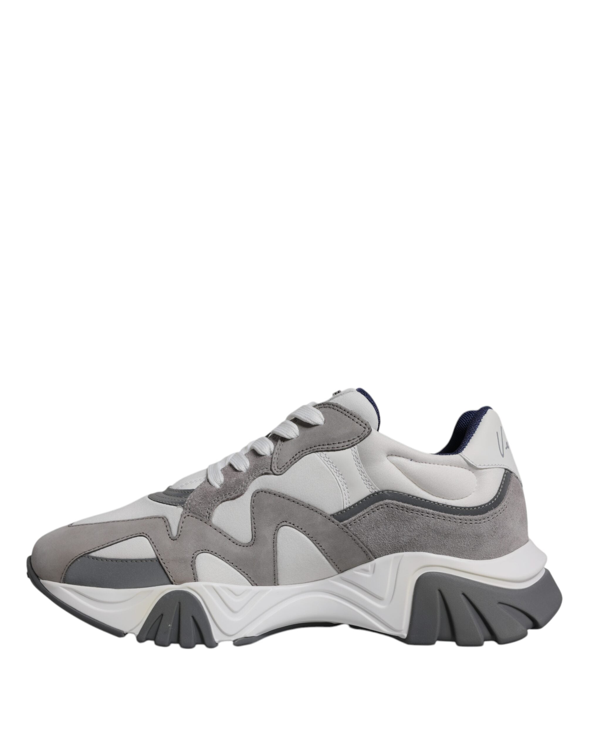 Versace Grey Leather Neoprene Chunky Low Top Squalo Sneakers Shoes - ACCEXO