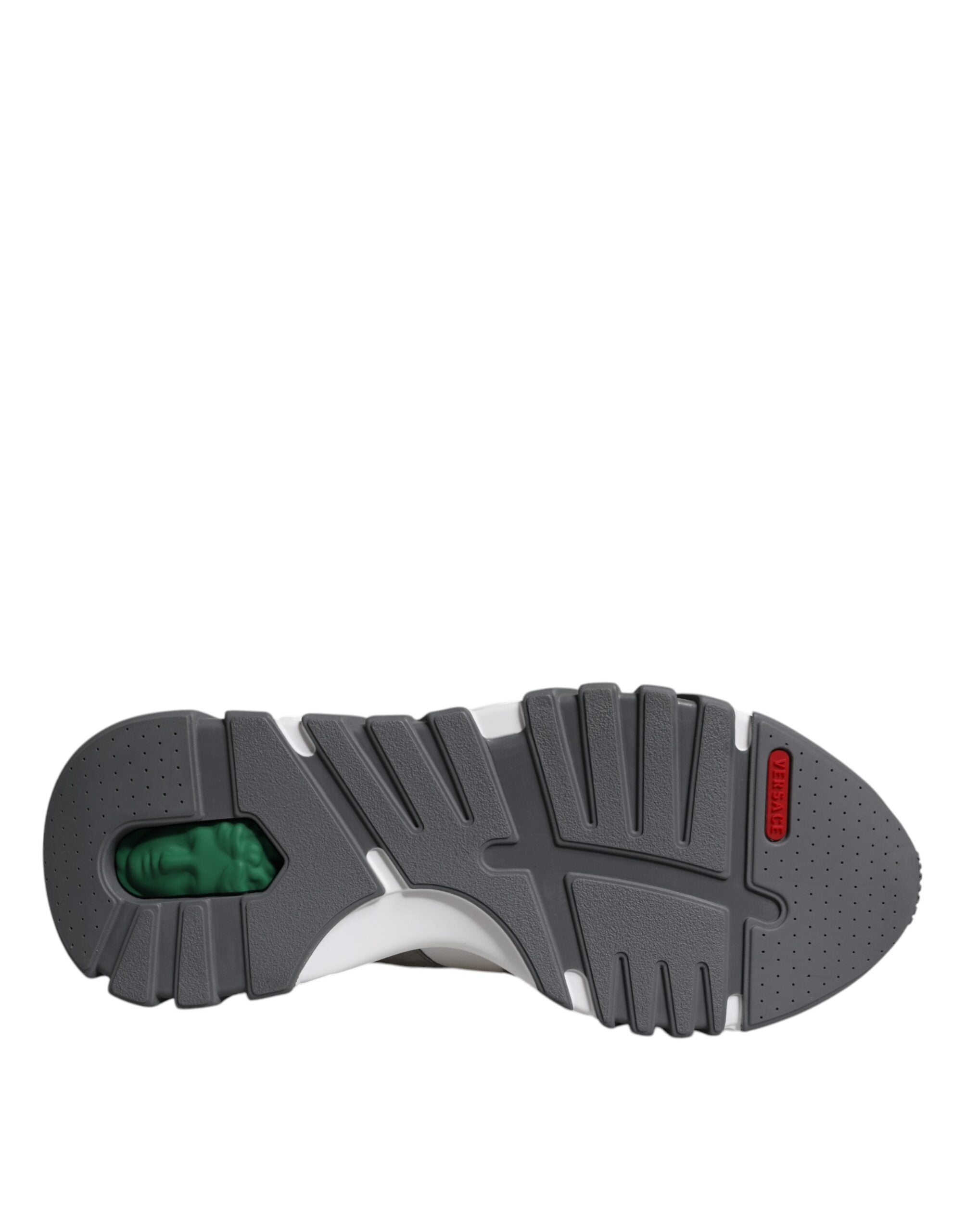 Versace Grey Leather Neoprene Chunky Low Top Squalo Sneakers Shoes - ACCEXO